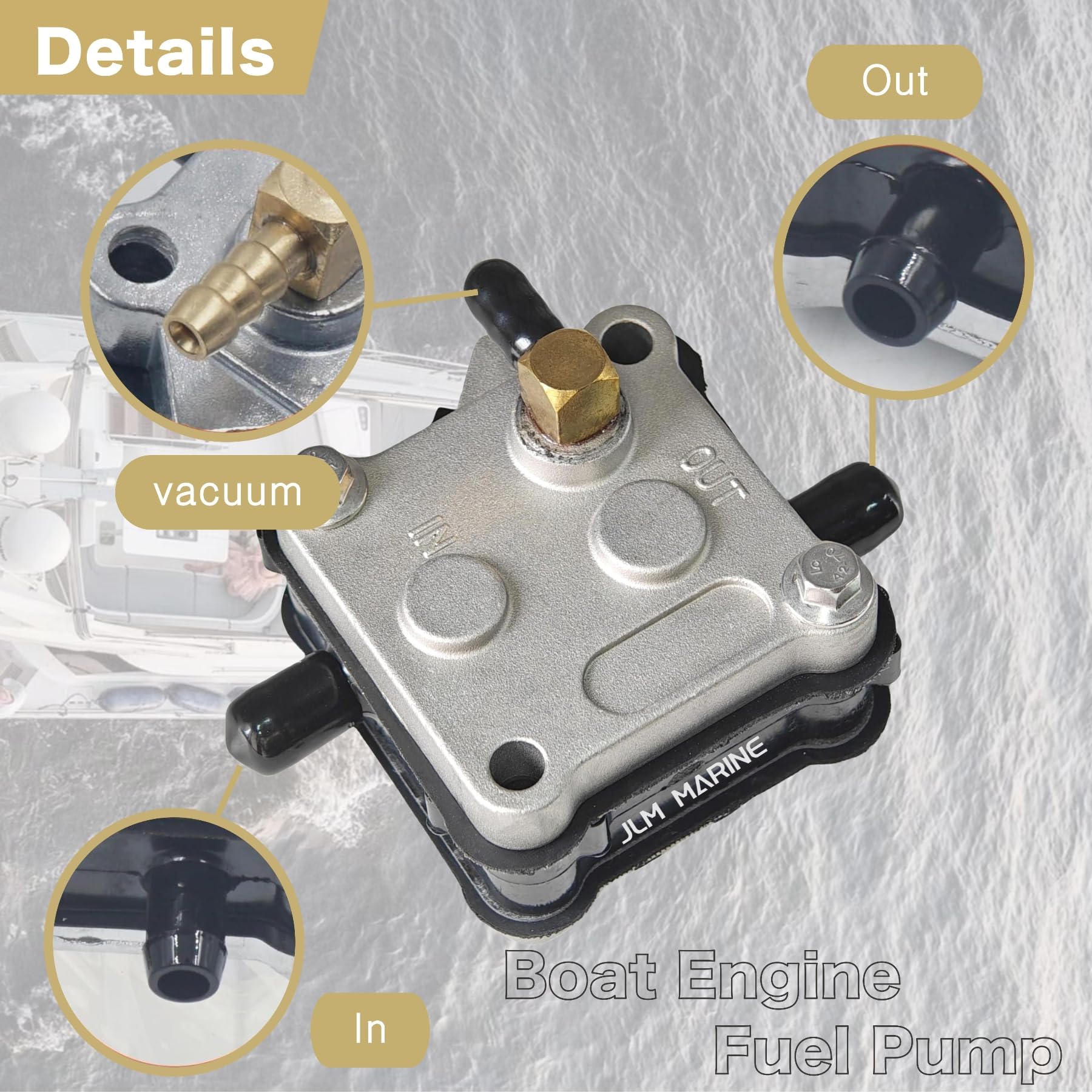 JLM MARINE 14360A78 Fuel Pump for Mercury Mariner 2 Stroke 30-300 HP Outboard Models 14360A73 14360A43 14360A50