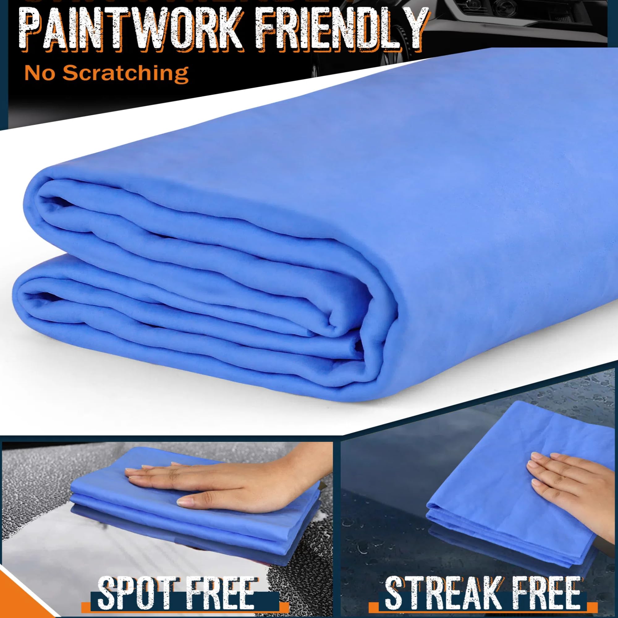 Idemeet Premium Car Drying Towel, Super Absorbent 2 Pack, 26"x17", PVA, Blue & Purple, No Scratch/Spot/Streak