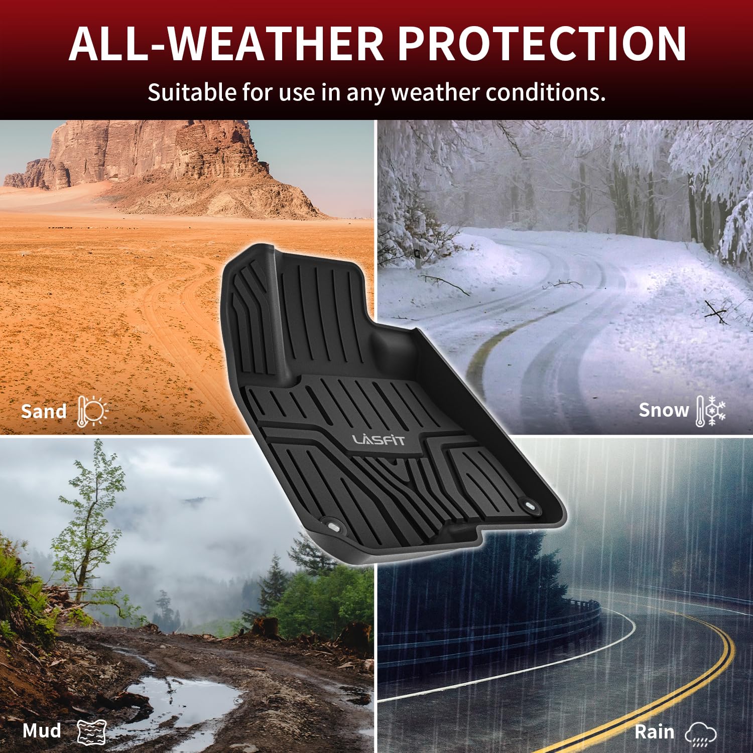 Lasfit Floor Mats For Honda Cr-V | Crv 2017-2022 (Include Hybrid Models), All Weather Protection Custom Fit Tpe Full Coverage Ea