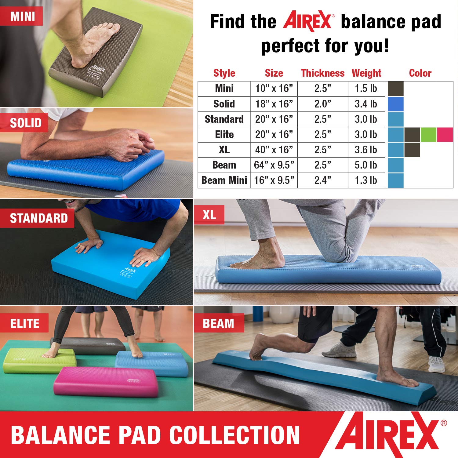 AIREX Balance Pad - Mini Foam Exercise Mat for Yoga, Pilates, Stability, Lava, Model 05-63003