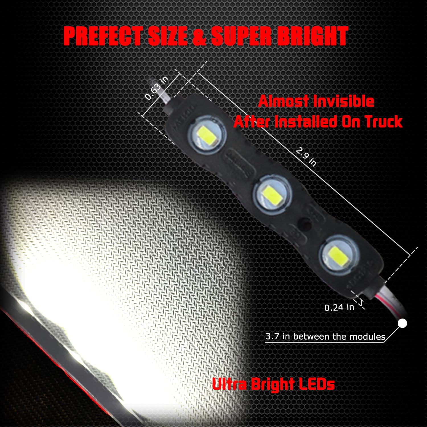 Ampper White Led Rock Light For Bed Track, 60 Leds Cargo Pickup Truck Bed Lighting Kit W/Switch Fuse For Truck Bed, Foot Wells,