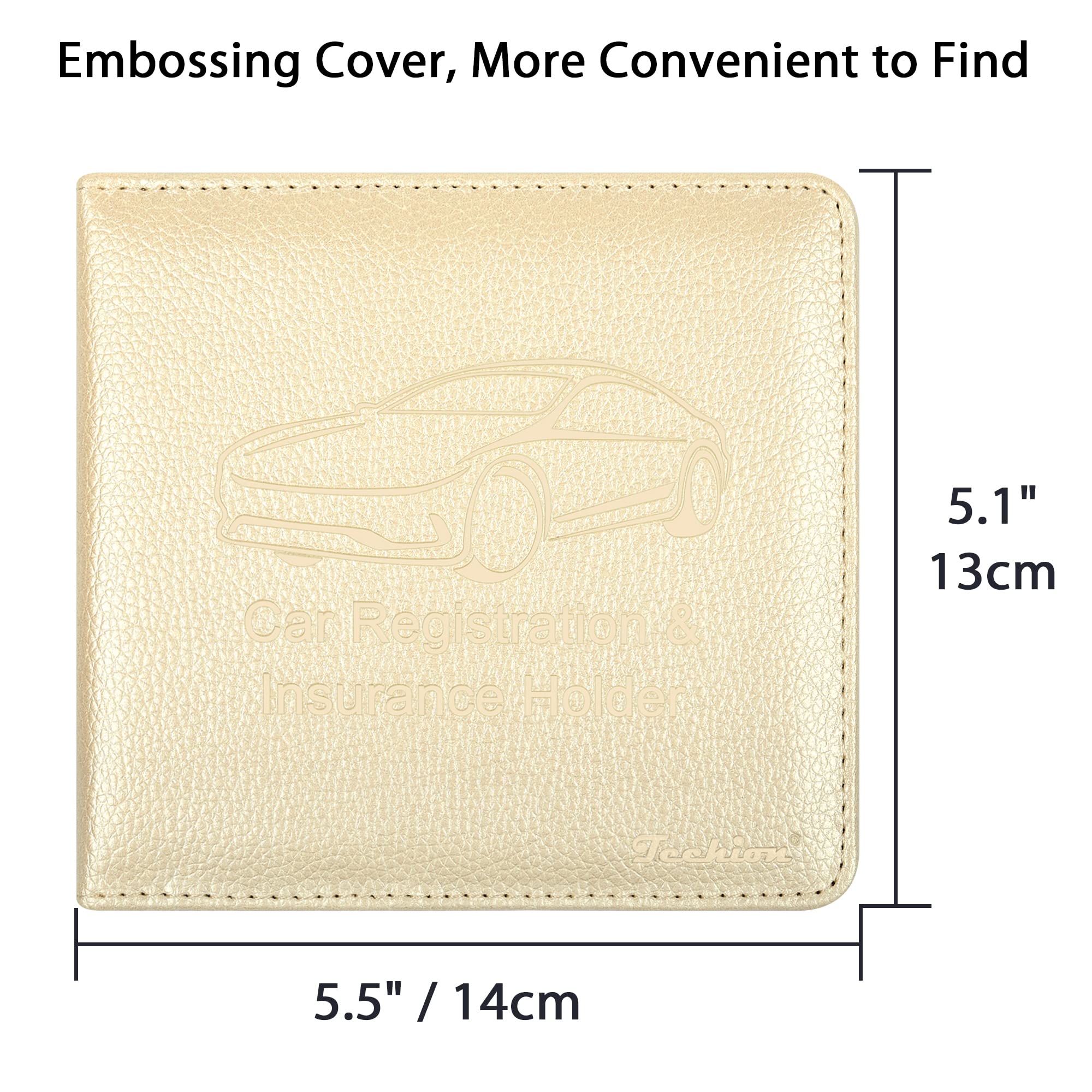 Techion Car Insurance And Registration Holder, 5.5 X 5 Inch Pu Leather Vehicle Glove Box Organizer Wallet Case For Insurance Car