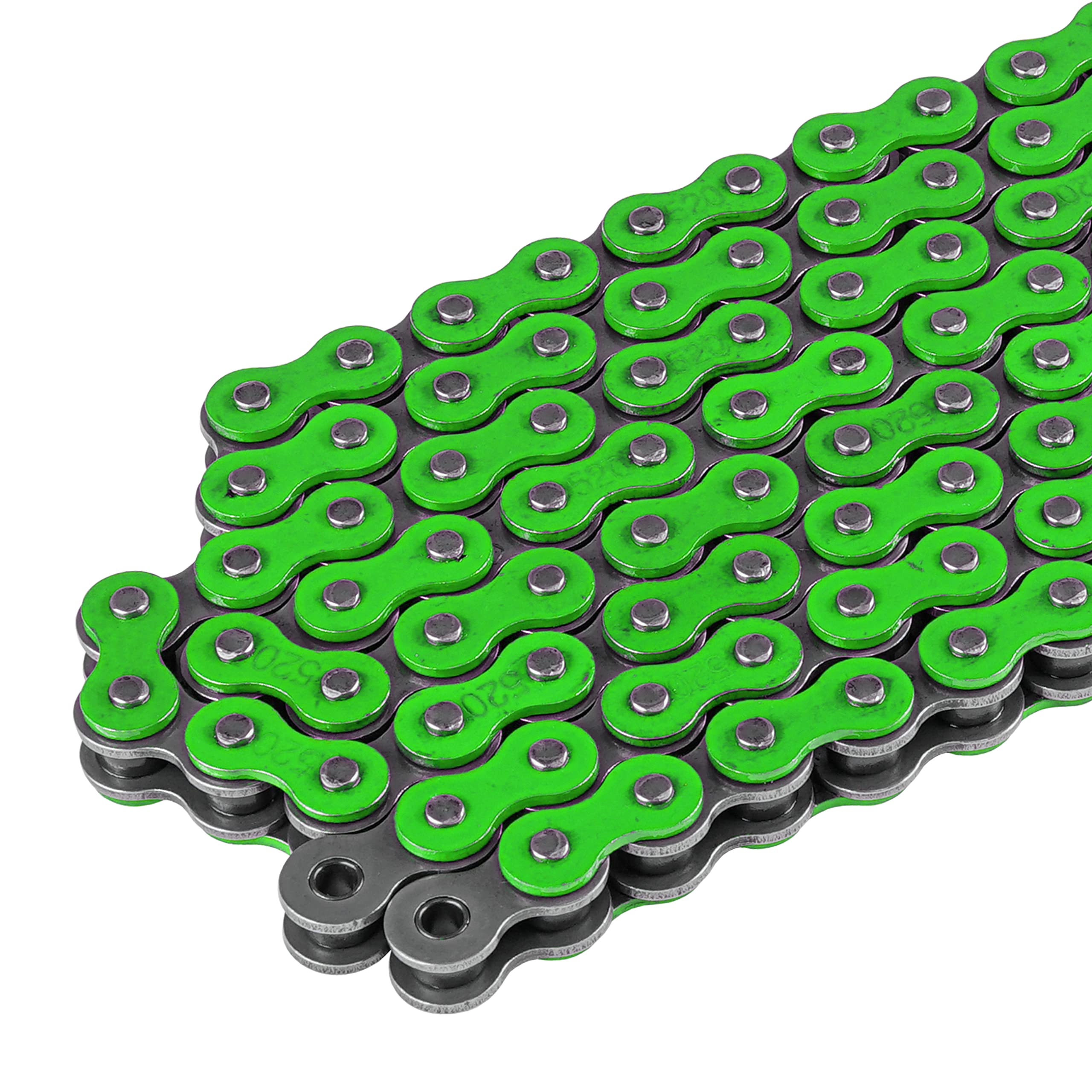 Caltric Green 520-Pitch 120-Link Steel Non-Oring Drive Chain for ATV/UTV/Quad/Motorcycle/Dirtbike with Rivet & Clip Master Links