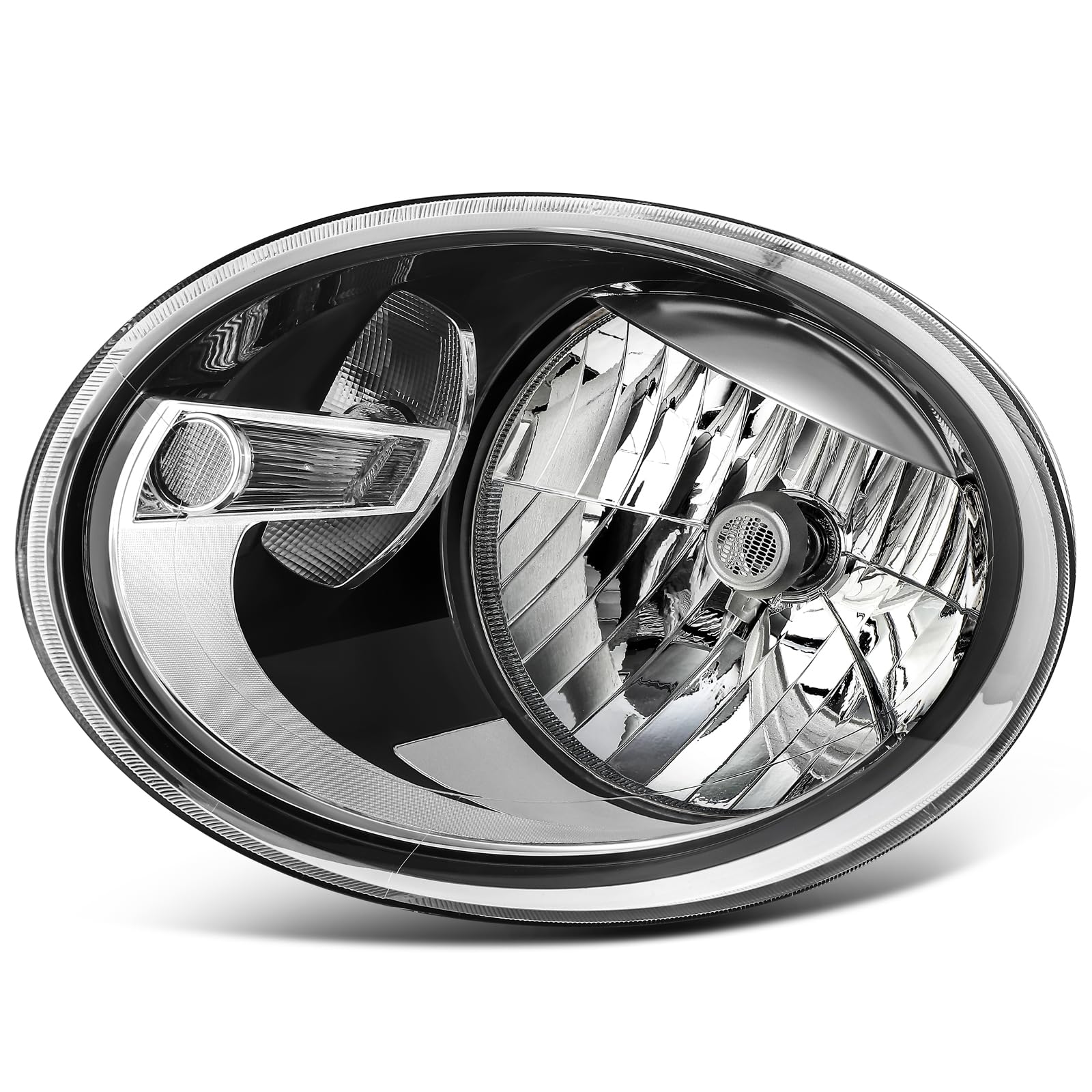 LSAILON Headlight Assembly Fit for Volkswagen BEETLE 2012-2019 Chrome Housing Clear Lens Driver Side 5C1941005