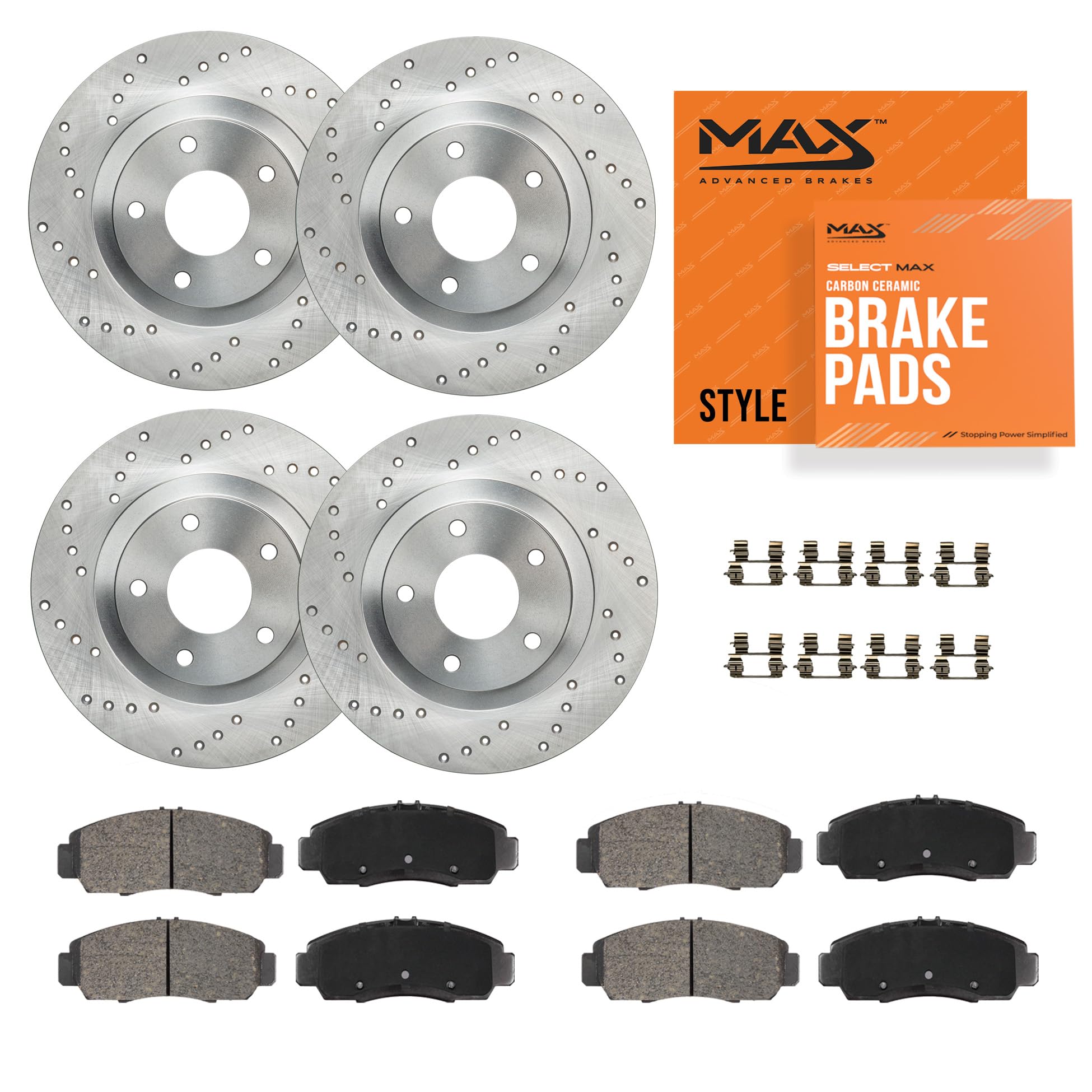MAX Advanced Brakes - Brake Kit For 2004-2013 Mazda 3 (2.0 L4 Engine), 2009-2013 Mazda 3 Sport (2.0 L4 Engine)| Carbon Ceramic B