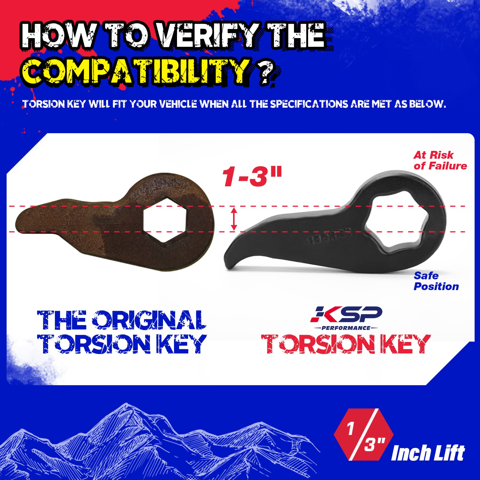 KSP 1-3'' Torsion Key for Silverado Sierra 2500HD 3500HD 2011-2019, Adjustable Forged Torsion Bar Key Compatible with Chevy GMC