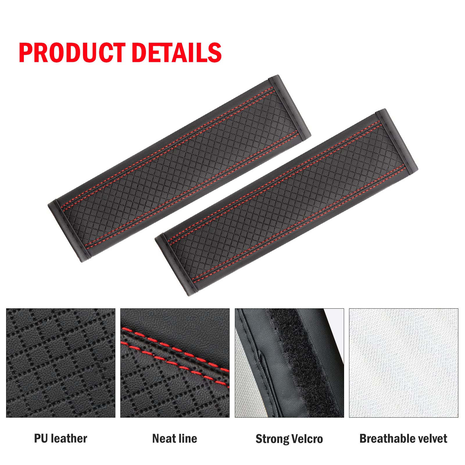 Javmoo Seat Belt Pads Leather Seat Belt Covers More Comfort Driving Cushion Helps Protect Your Neck And Shoulders Suit For Car,