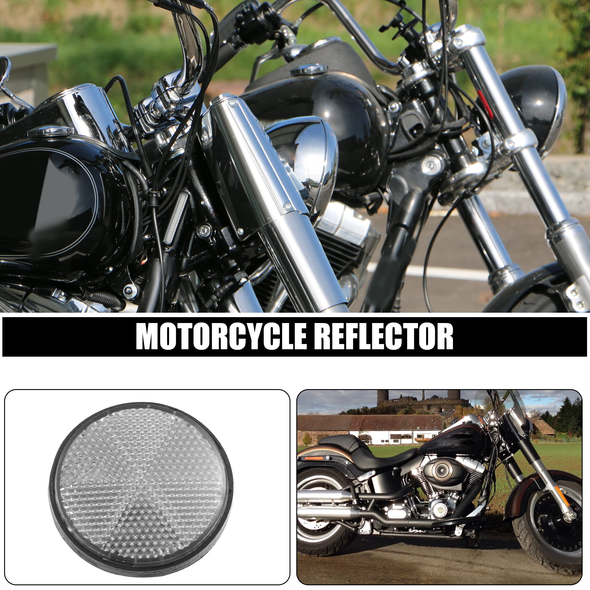 X Autohaux 2 Pcs 56Mm White Plastic Universal Round Reflective Warning Reflector With Adhesive Tape For Motorcycle Bike
