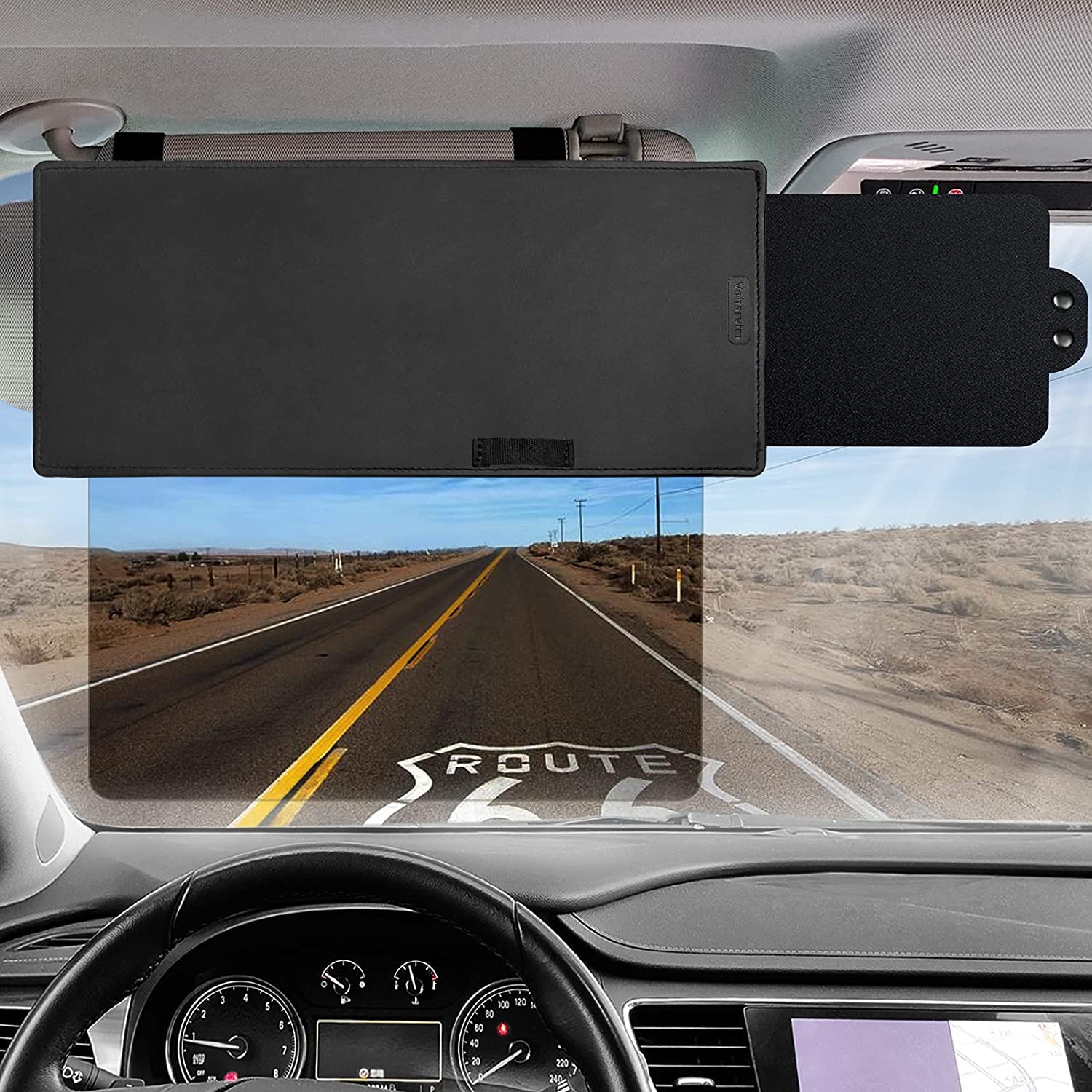 Veharvim Polarized Sun Visor for Car, Upgraded UV400 Car Sun Visor Extension with PC Lens and Side Sunshade,Anti-Glare Visor for