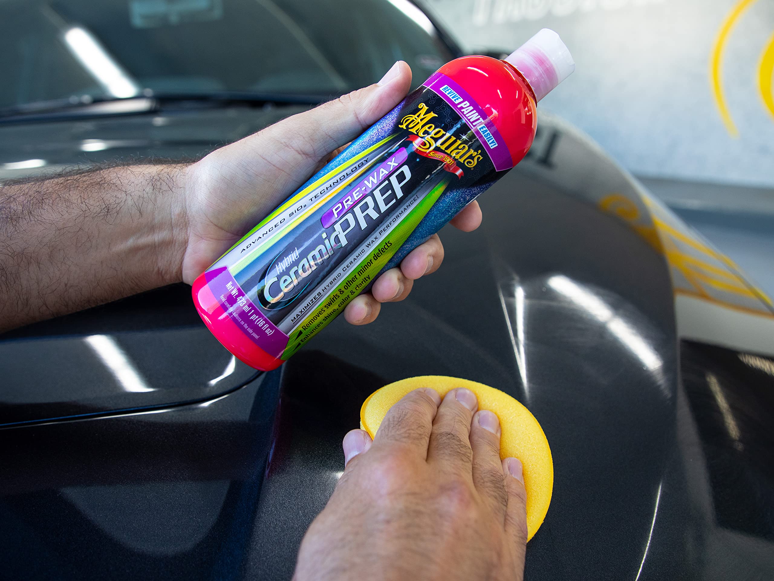Meguiar's Hybrid Ceramic Pre-Wax Prep, 16 Oz Bottle, Model G220416 - Effective Surface Cleaner for Car Detailing