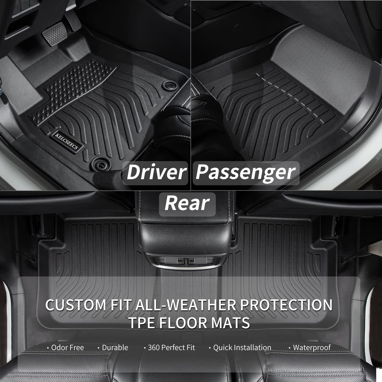 Kelcseecs Floor Mats Custom For Elantra 2020 2019 2018 2017 All Weather Protection Tpe Heavy Duty Non-Slip Automotive Floor Line