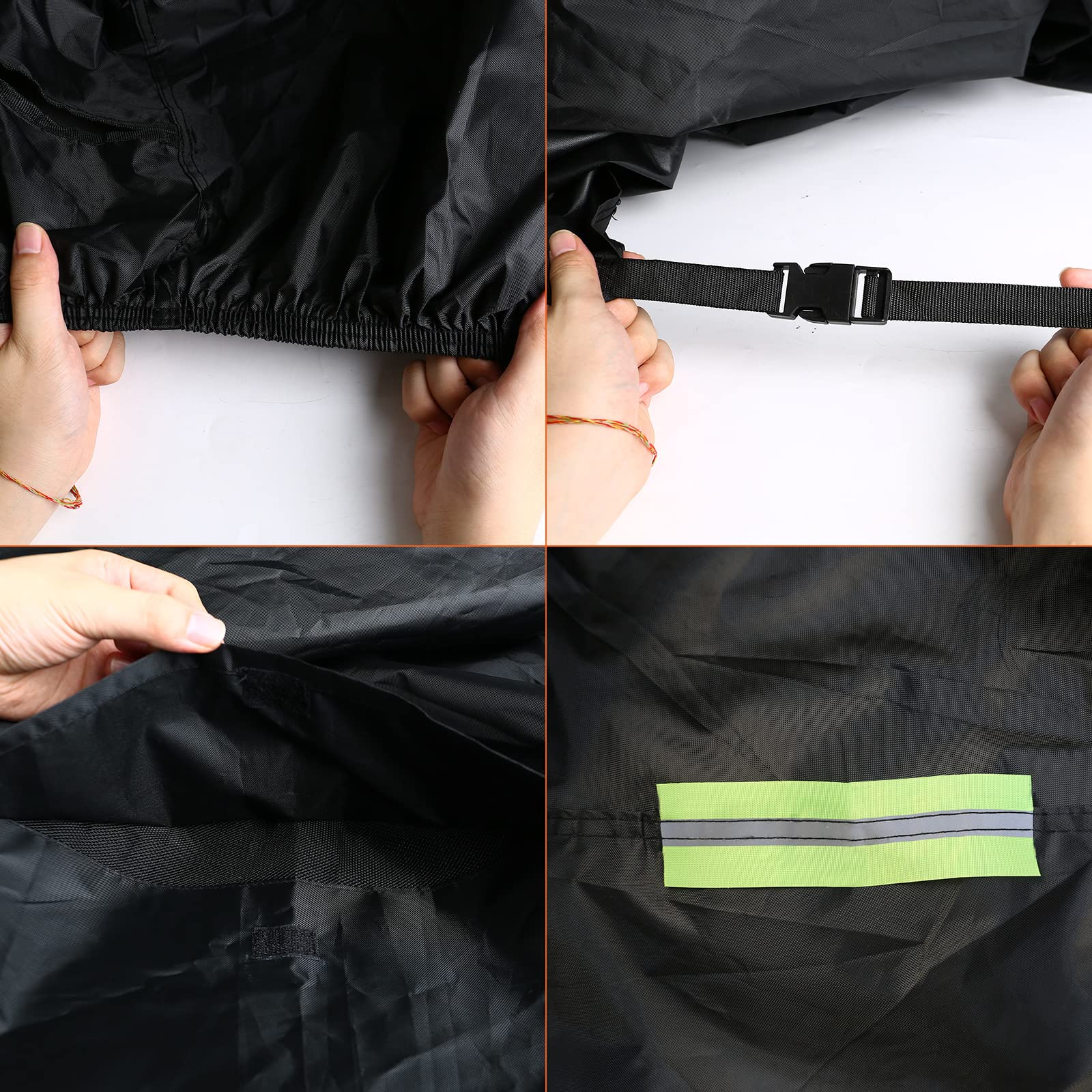 sportuli Waterproof Trike Cover for Harley-Davidson & Honda, Heavy Duty 420D Oxford Cloth, Black, Model ZFN0004, Reflective Strips