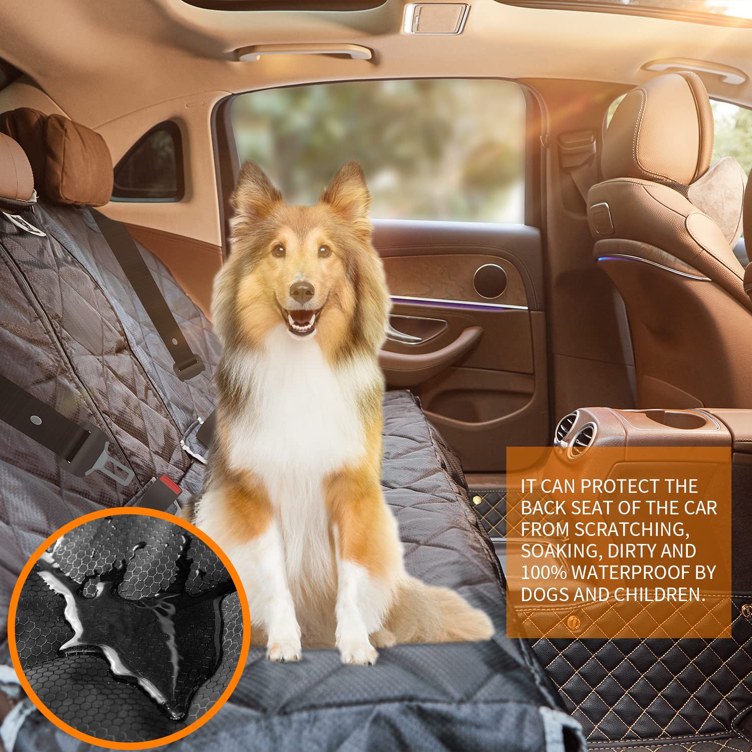 BRONZEMAN Waterproof Bench Car Seat Cover - Heavy-Duty, Non-Slip, Universal Fit for Cars, Trucks & SUVs, 49" L × 56" W, Black