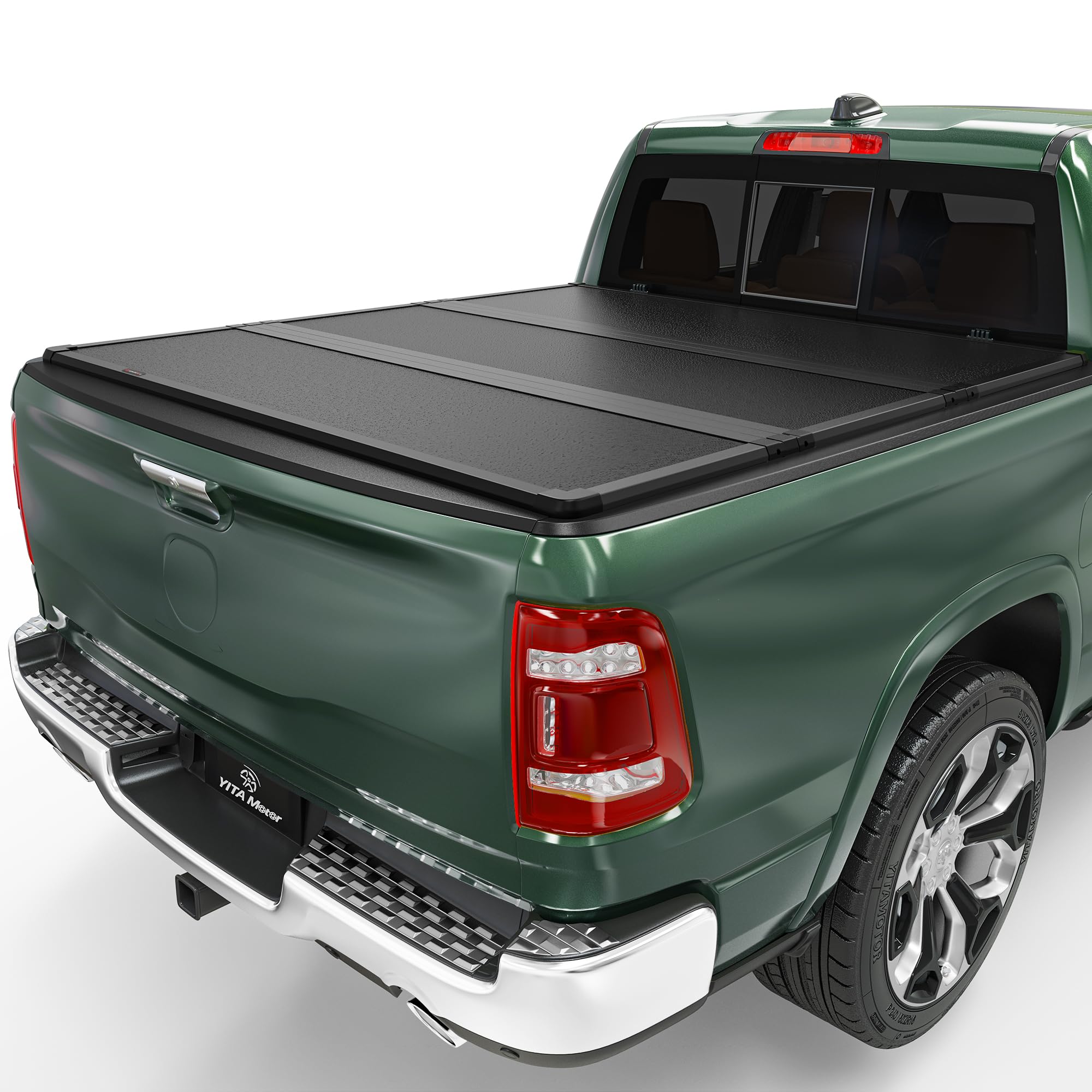 Yitamotor Frp Hard Tri-Fold Truck Bed Tonneau Cover Fits For 2002-2025 Dodge Ram 1500 (Classic & New), 2003-2025 Dodge Ram 2500