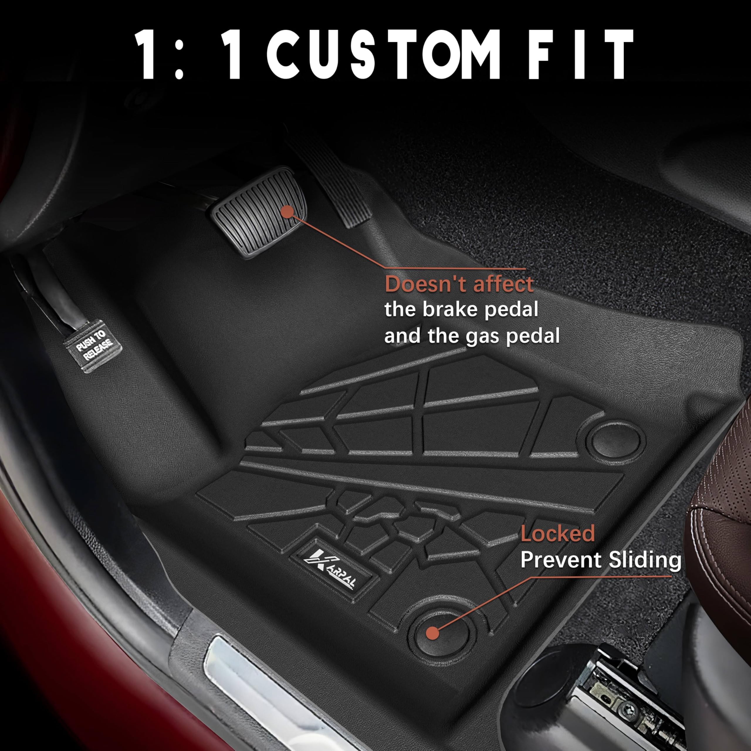 KARPAL Floor Mats & Cargo Liner for 2016-2021 Jeep Grand Cherokee, TPE Rubber, Black, 5-Seater, Model FM-JP1623GC-21-