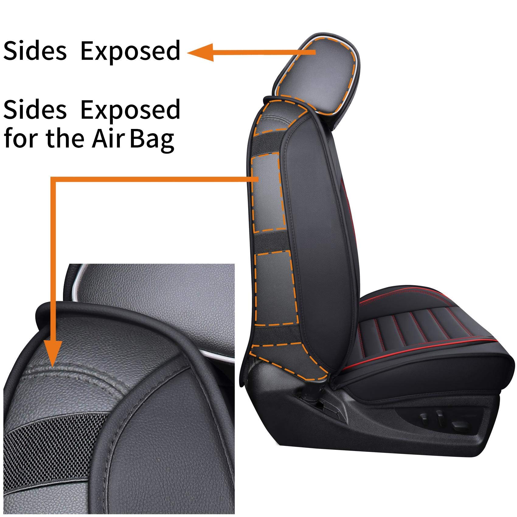 YIERTAI Waterproof Faux Leather Seat Covers for Chevy Silverado GMC Sierra 2007-2026, 5 PCS Full Set, Black-Red