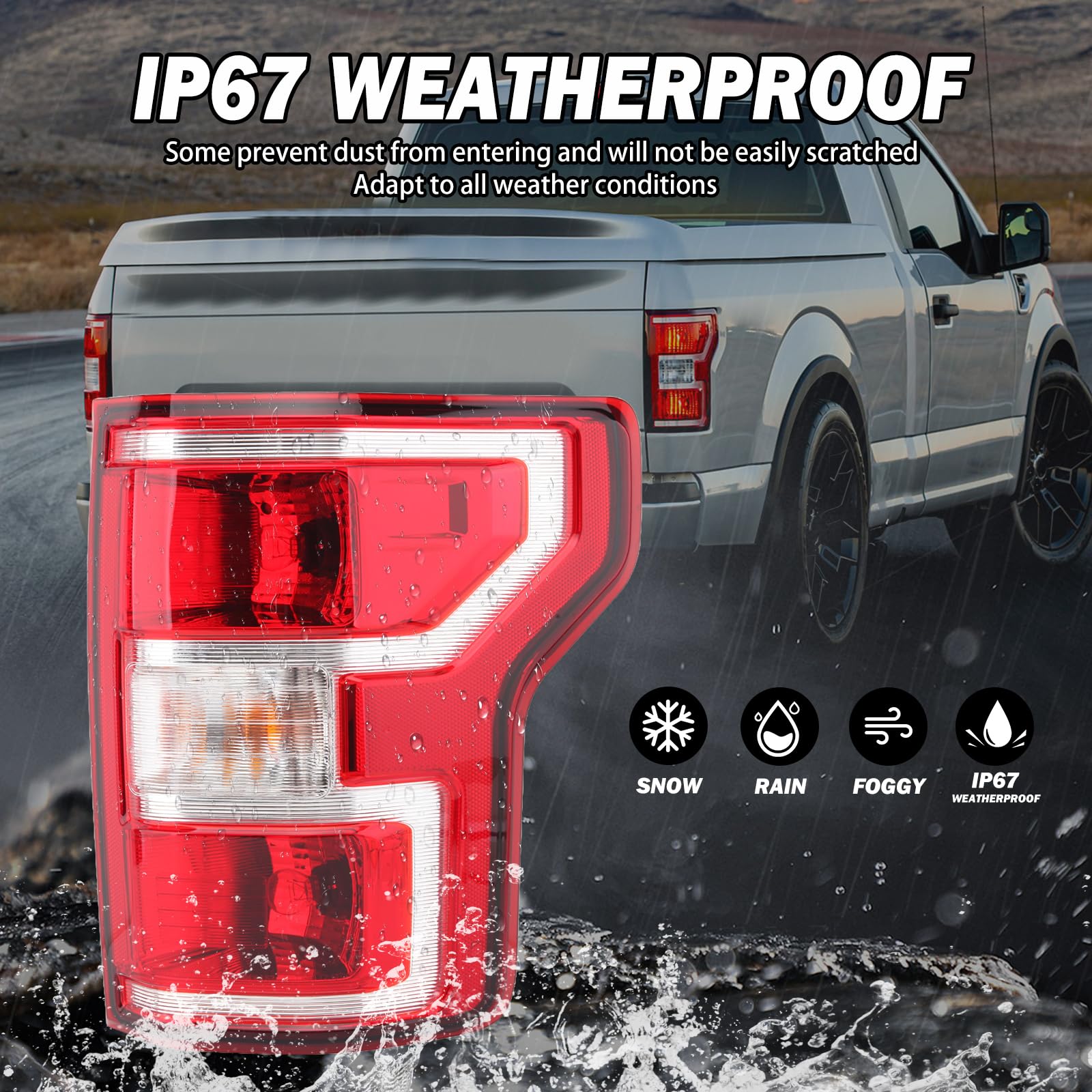 Passenger Side Tail Light Assembly Compatible With Ford F150 F-150 2018-2020 With Halogen Bulb And Harness Right Tail Lamp