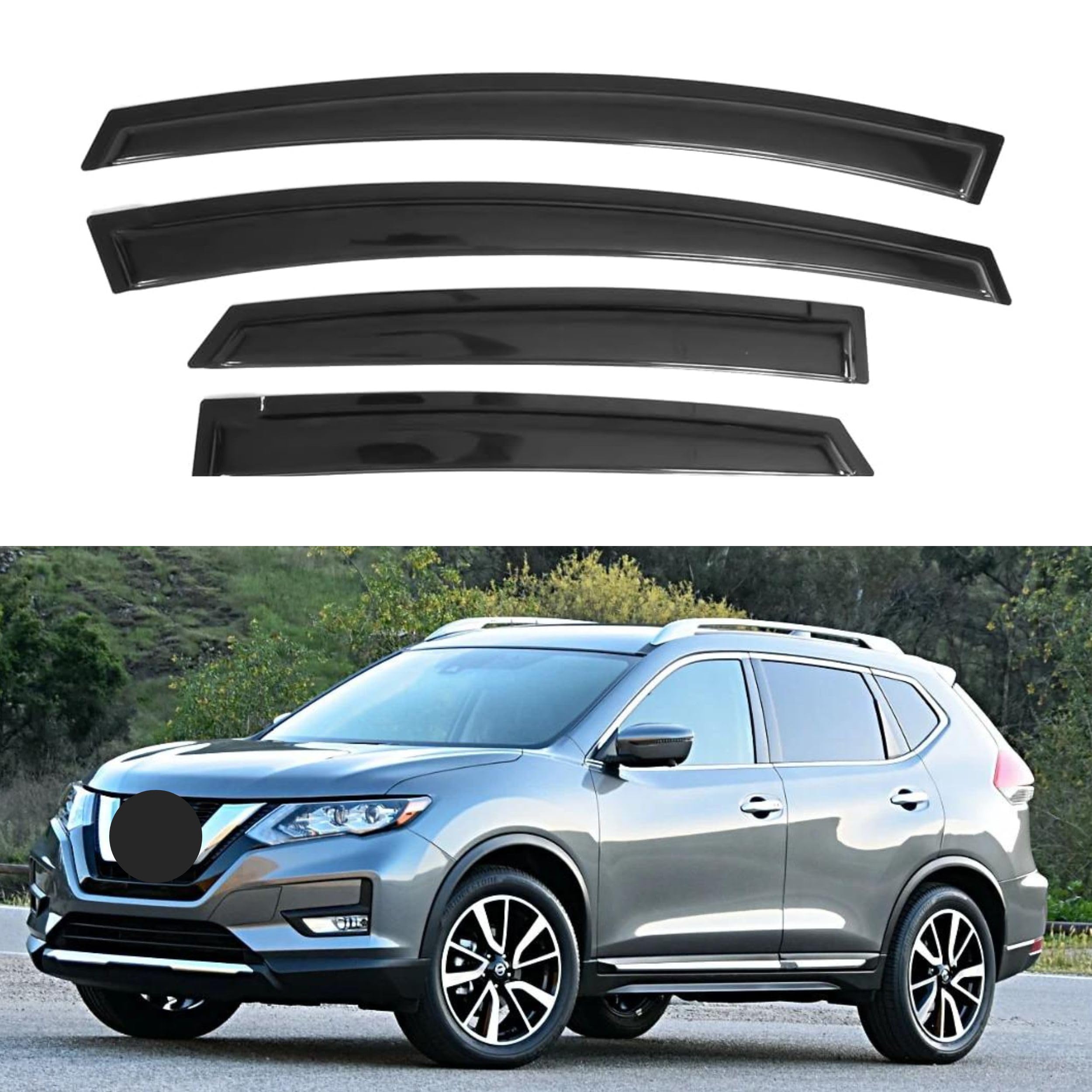 Ig Window Visor For Nissan Rogue 2014-2020 (Excludes Sport Model), Rain Guard Tape-On Durable Sun Wind Side Vent Window Deflecto