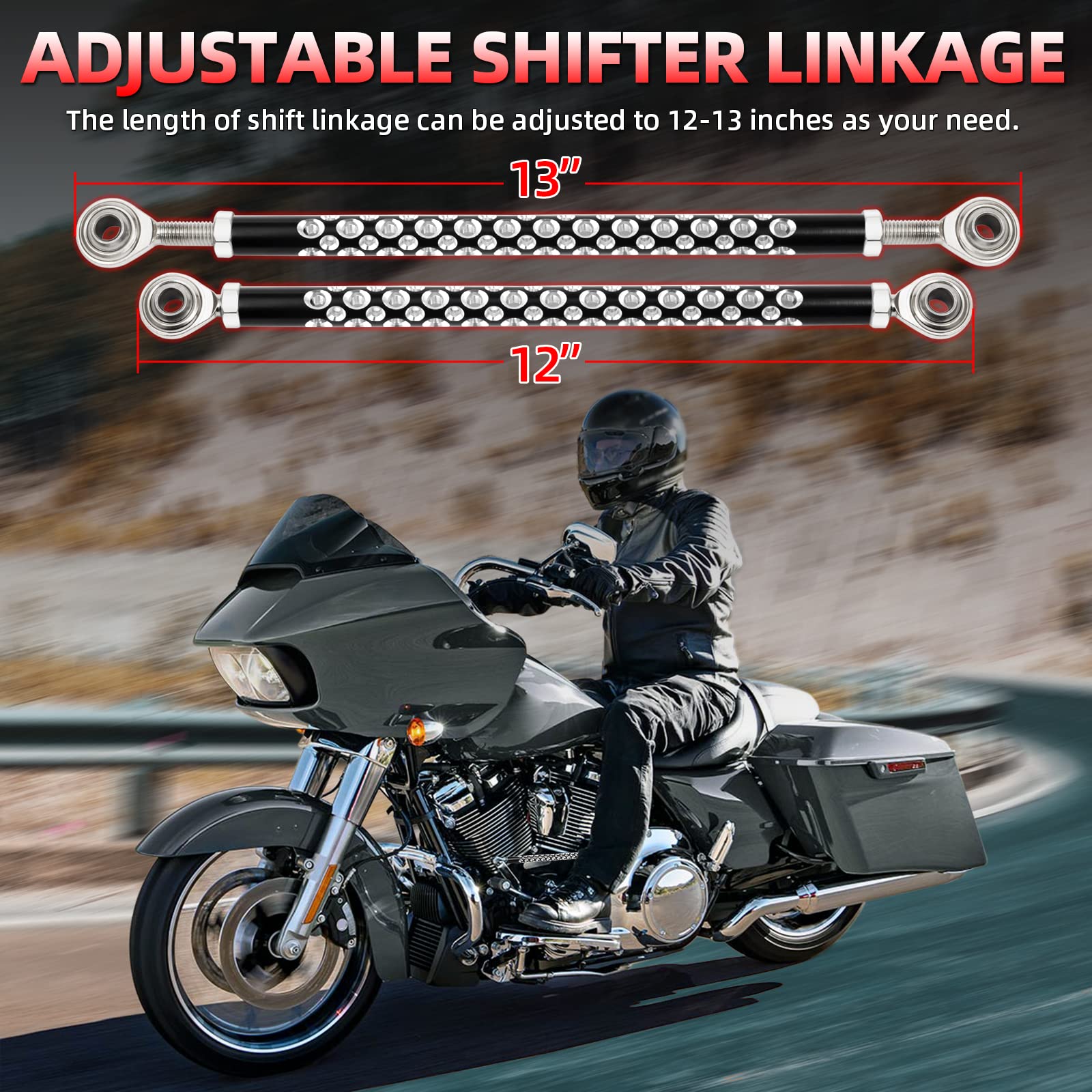 Amazicha Shift Linkage Gear Motorcycle Shifter Linkage Black Compatible For Harley Davidson Softail Dyna Touring Street Glide El