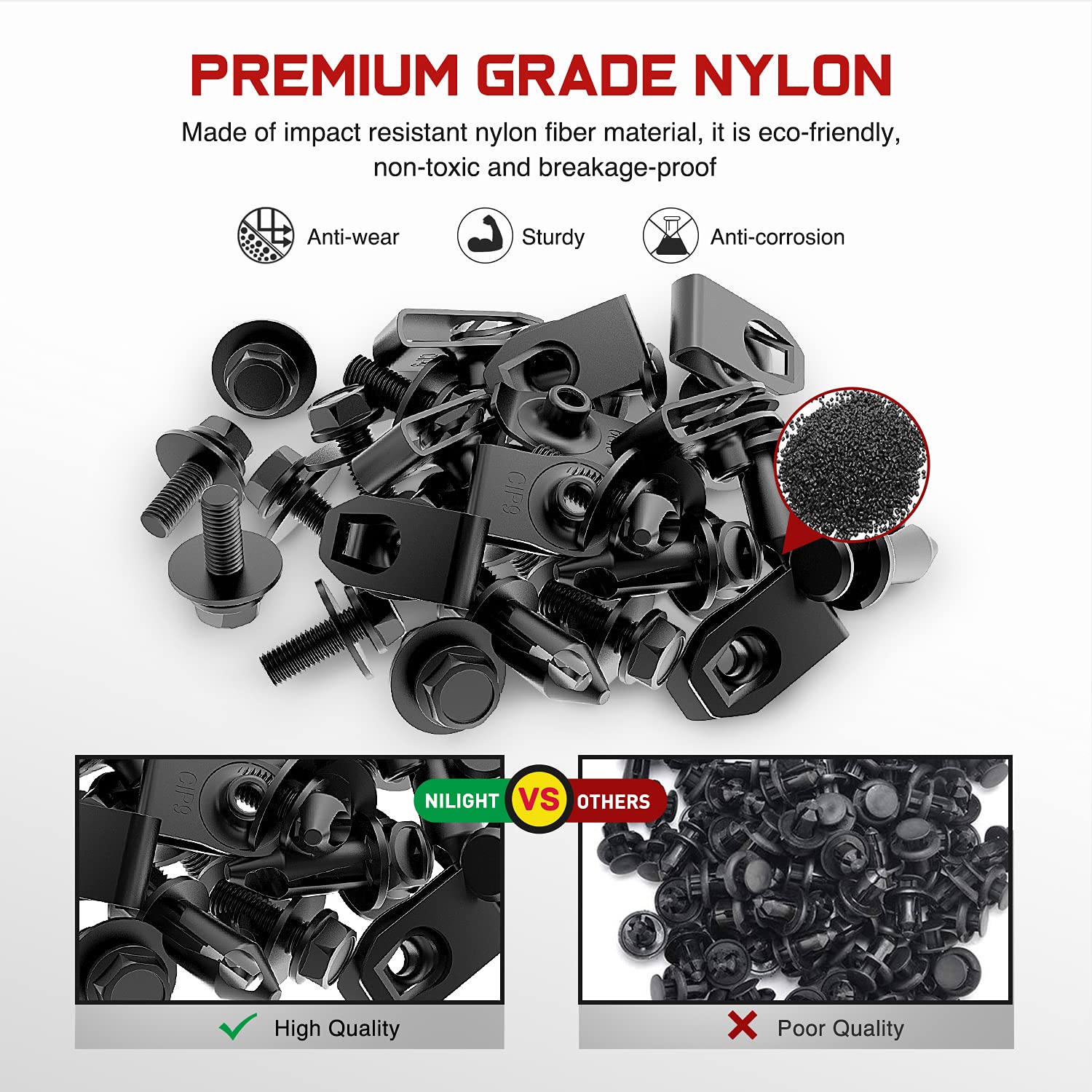 Nilight 35Pcs Engine Under Cover Splash Shield Guard Body Bolts Bumper Fender Liner Push Retainer Fastener Rivet Clips Extruded