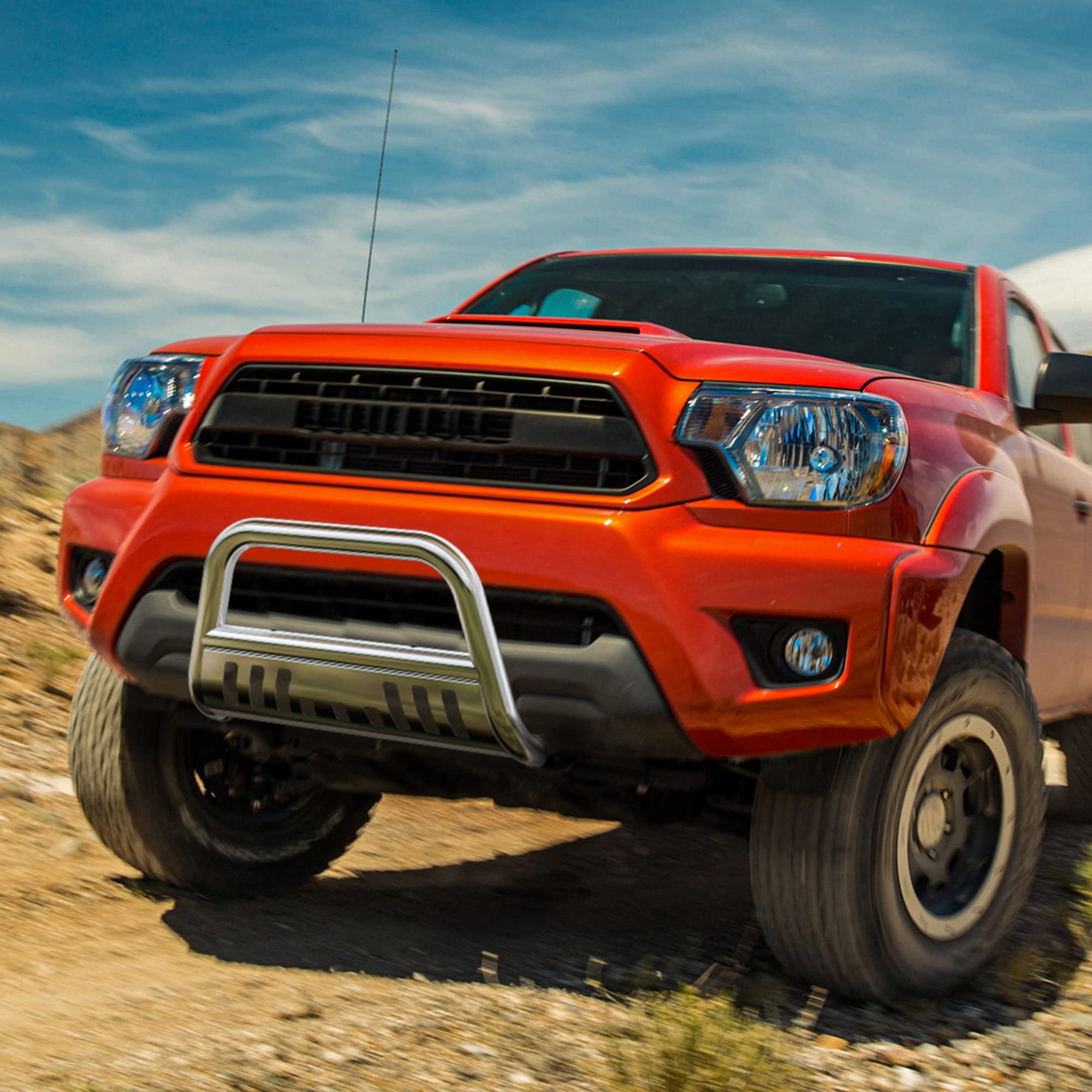 Autosaver88 Bull Bar Compatible For 05-15 Toyota Tacoma 3'' Tube Brush Push Grille Guard Front Bumper (Silver)