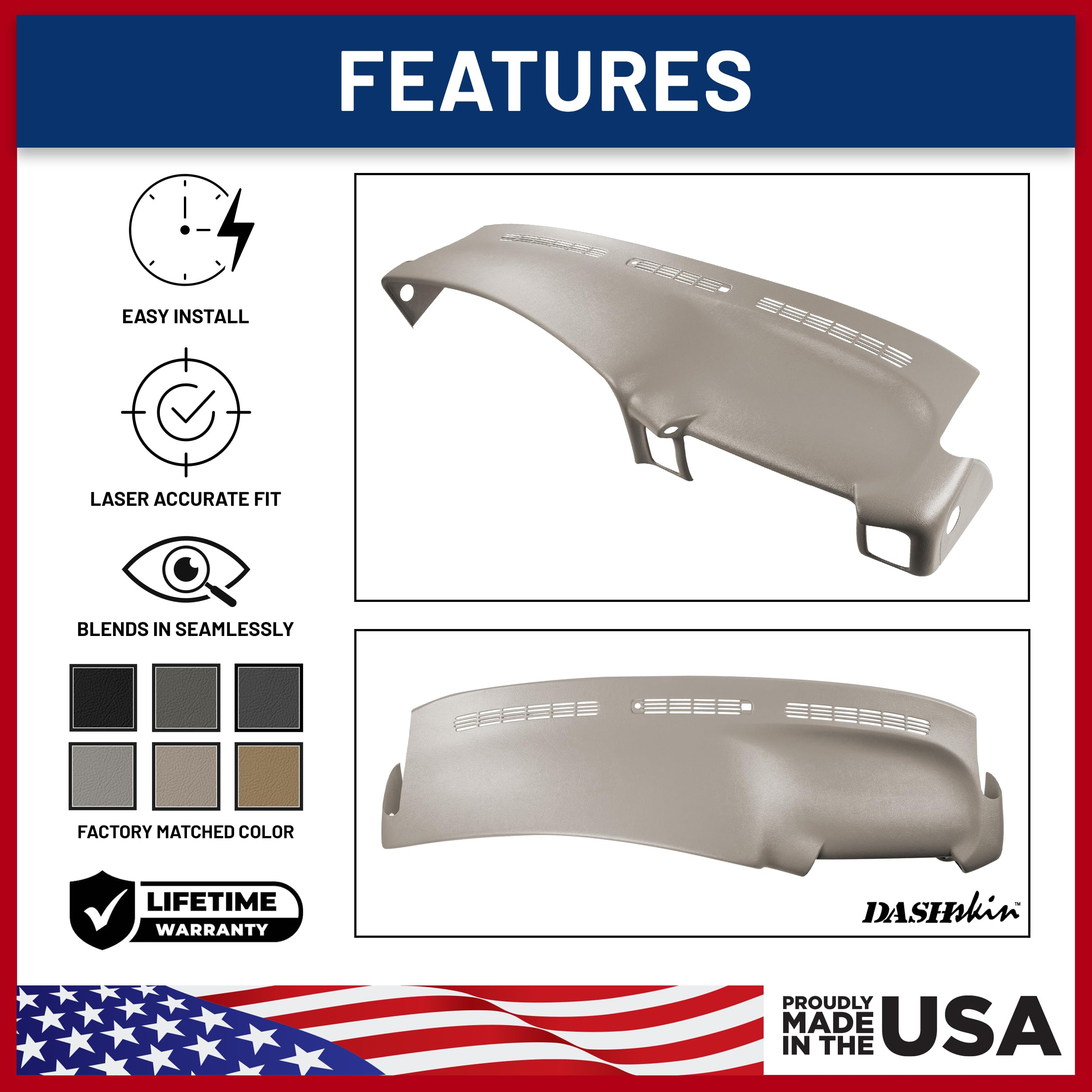 DashSkin Molded Dash Cover for 2000-2006 Tahoe, Suburban, Yukon, Avalanche & 1999-2006 Silverado, Medium Neutral (Light Tan) - Made in USA