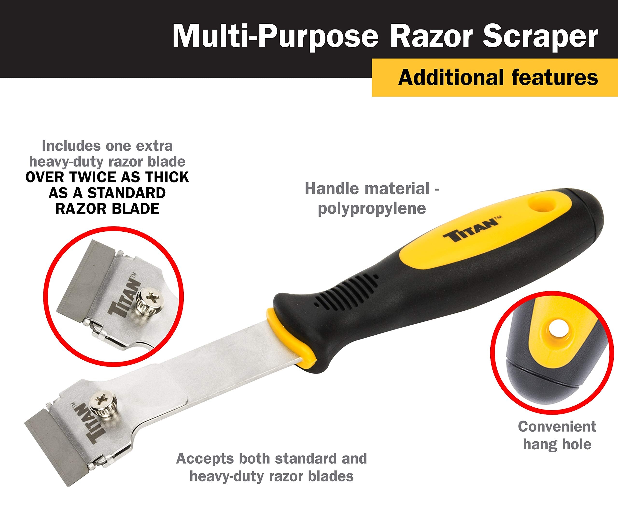 Titan 11030 9-1/4-Inch Multi-Purpose Razor Scraper | Includes 1 Extra Heavy-Duty Razor Blade