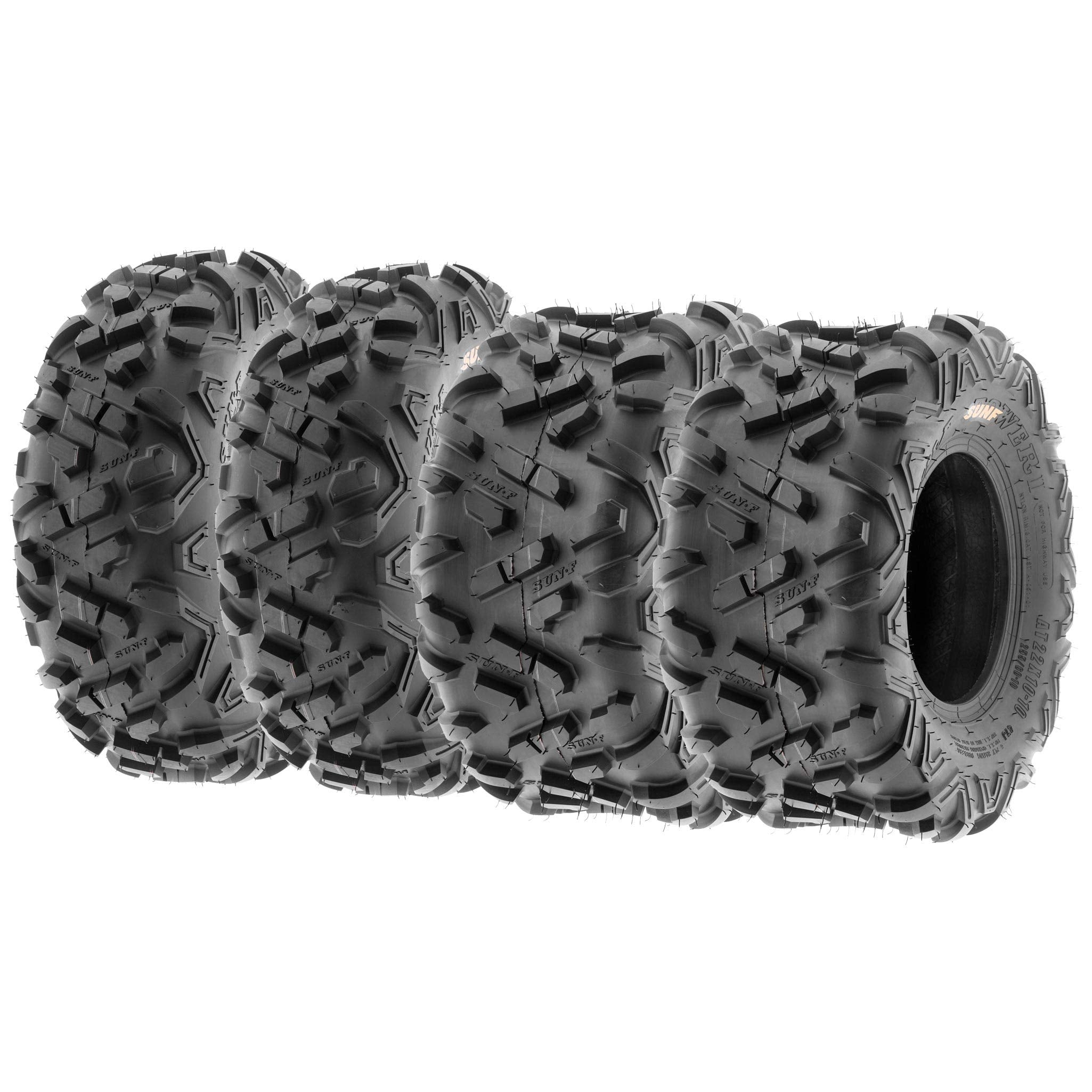 Set Of 4 Sunf Power.Ii All-Terrain Off Road Atv Utv Tires 22X7-11 Front & 22X10-9 Rear, 6 Pr Tubeless A051