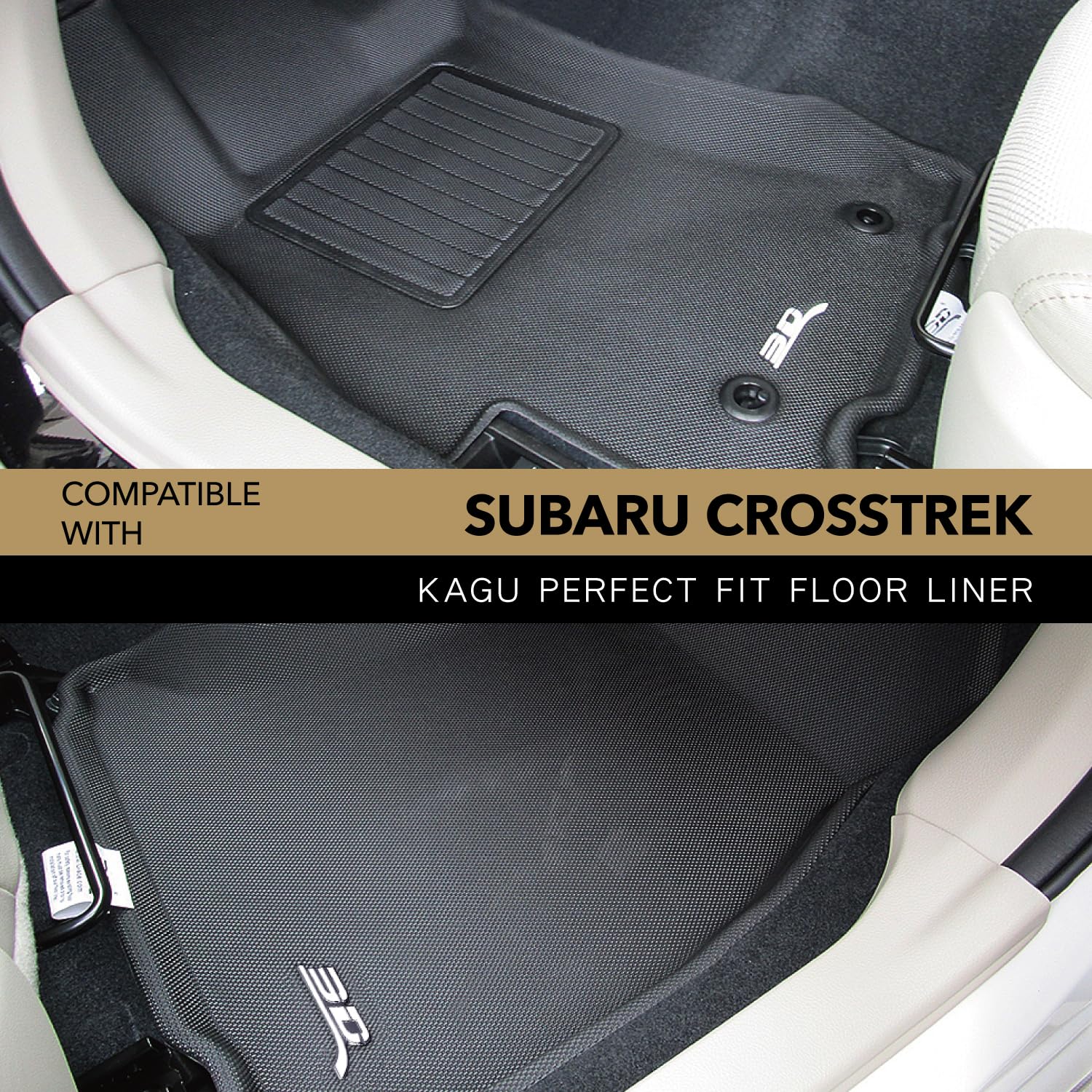 3D Maxpider Custom Fit Kagu Floor Mat (Black) Compatible With Subaru Impreza 2012-2016 / Xv Crosstrek 2013-2017/ Wrx 2015-2021/