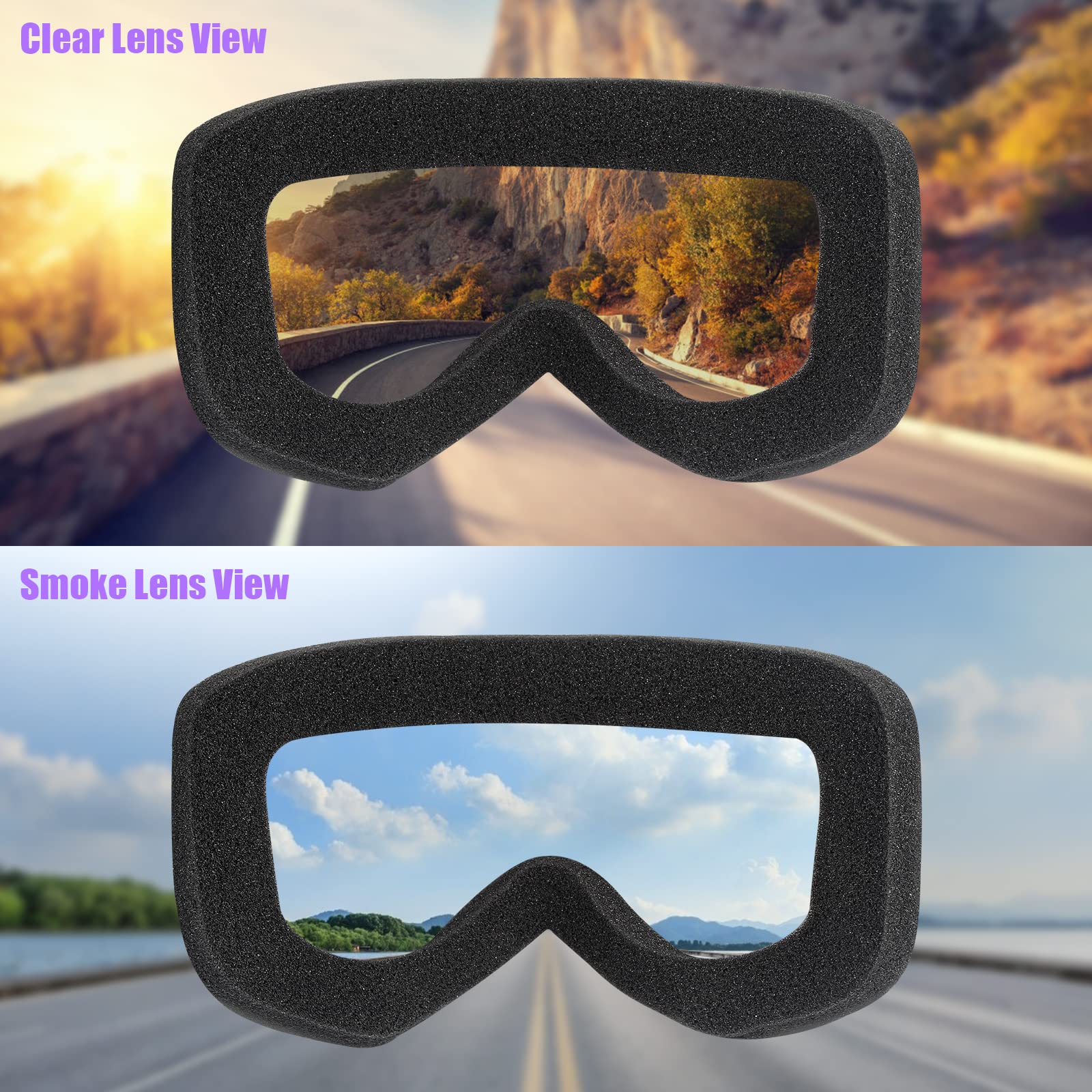 Surpassme 2 Motorcycle Ridding Goggles, Clear/Smoke Lens Dirt Bike Goggles With Uv Protection Motocross/Mx Goggles Compatible He