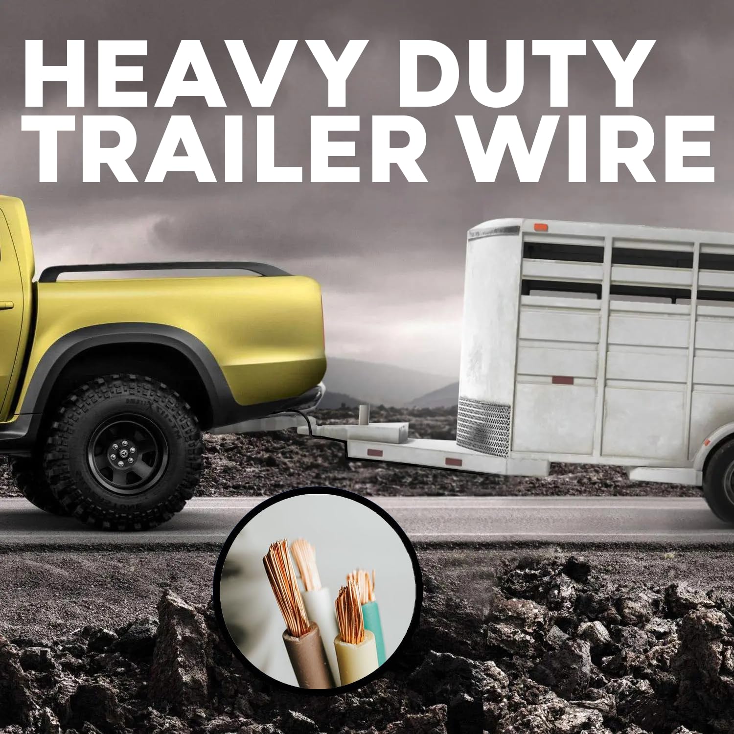 BEST CONNECTIONS 4 Way Trailer Wire (25 Feet) - Heavy Duty 14 Gauge 4 Conductor Insulated Cable - Durable, Weatherproof, Color-C