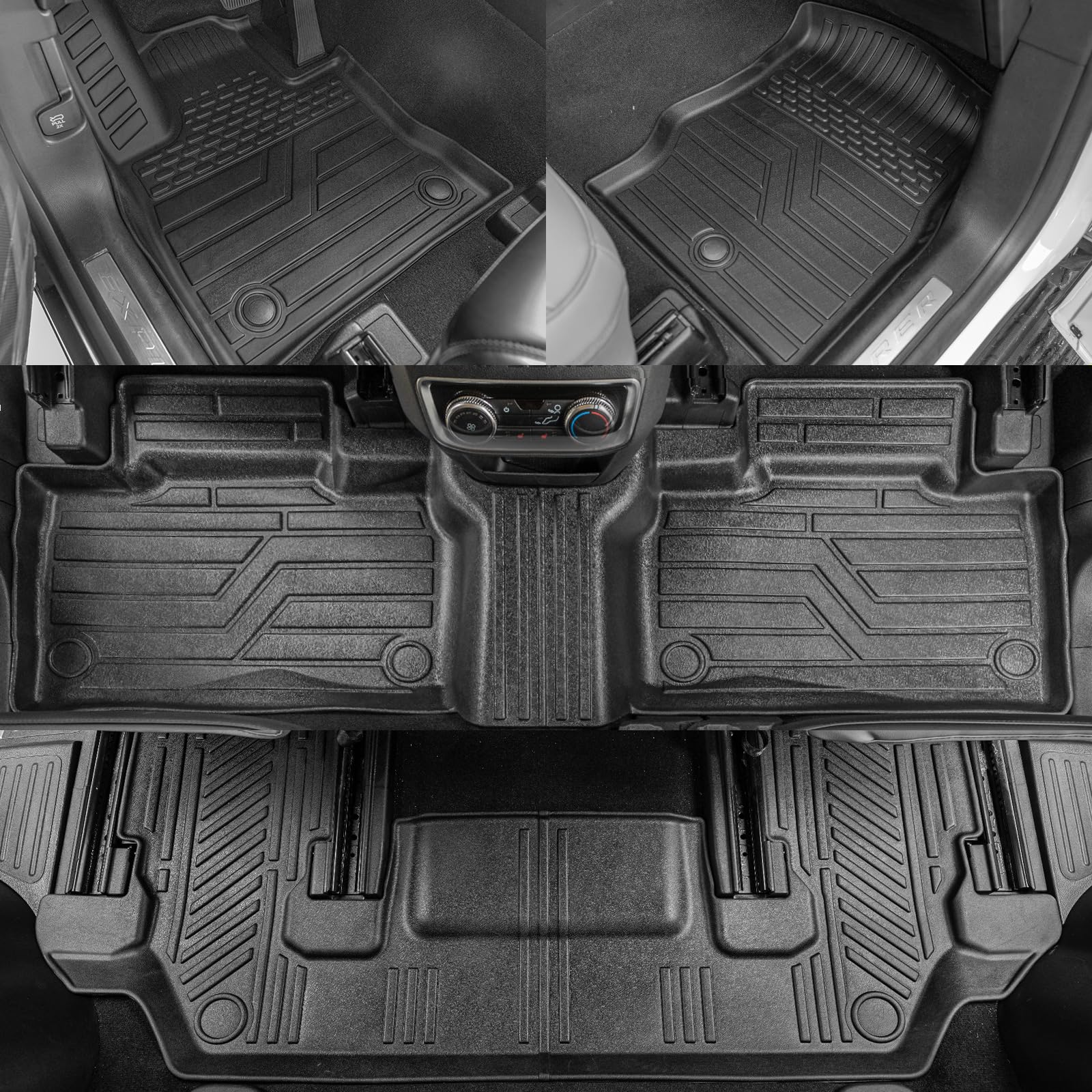Rongtaod Floor Mats Compatible With 2020-2025 Ford Explorer 6 Seats Captain Chairs Trunk Liner Cargo Liner Cargo Mat Back Seat C