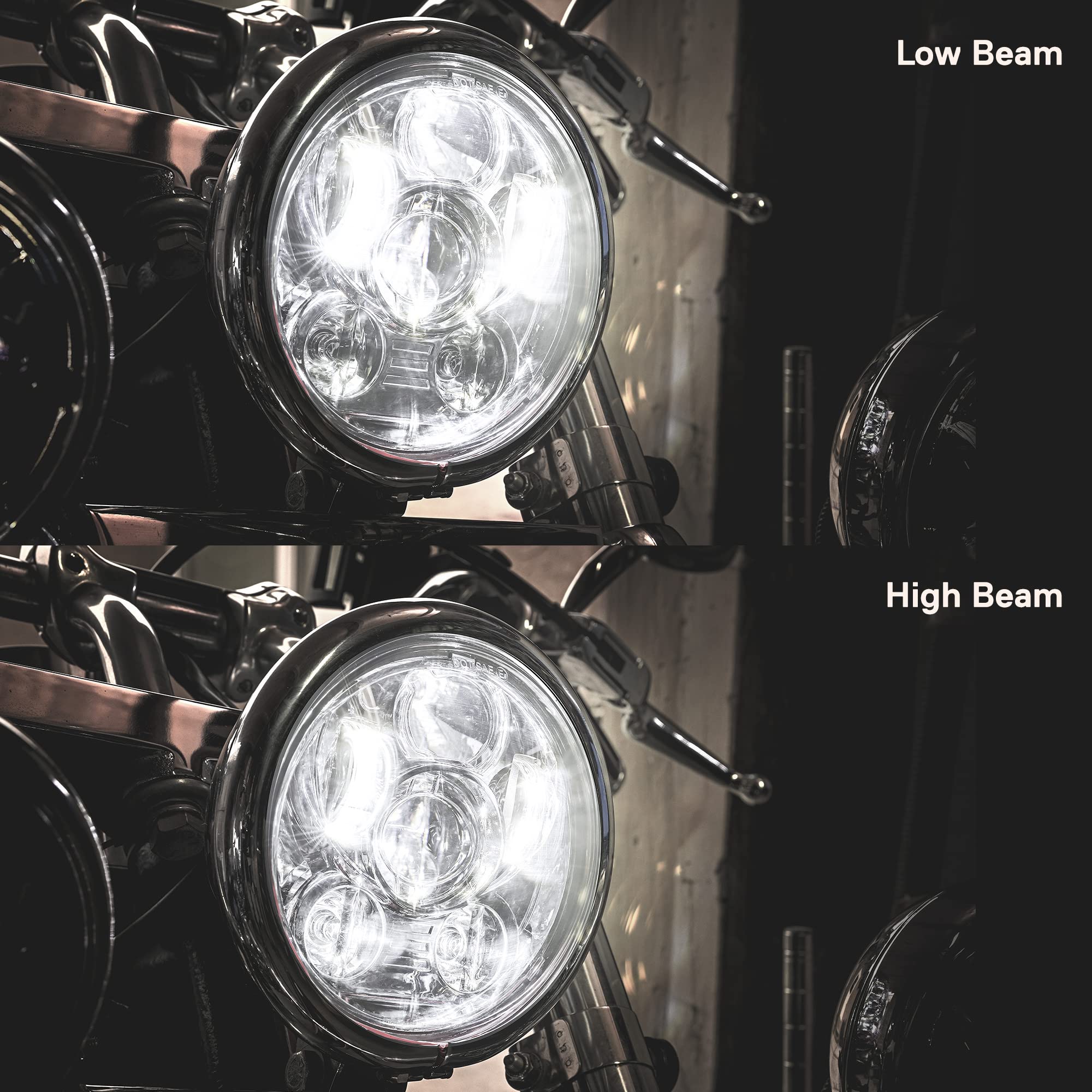 TRUE MODS 5.75'' 5-3/4 Harley LED Headlight For Harley Davidson [Chrome-Finish] Round LED Motorcycle Headlight For Dyna Street B