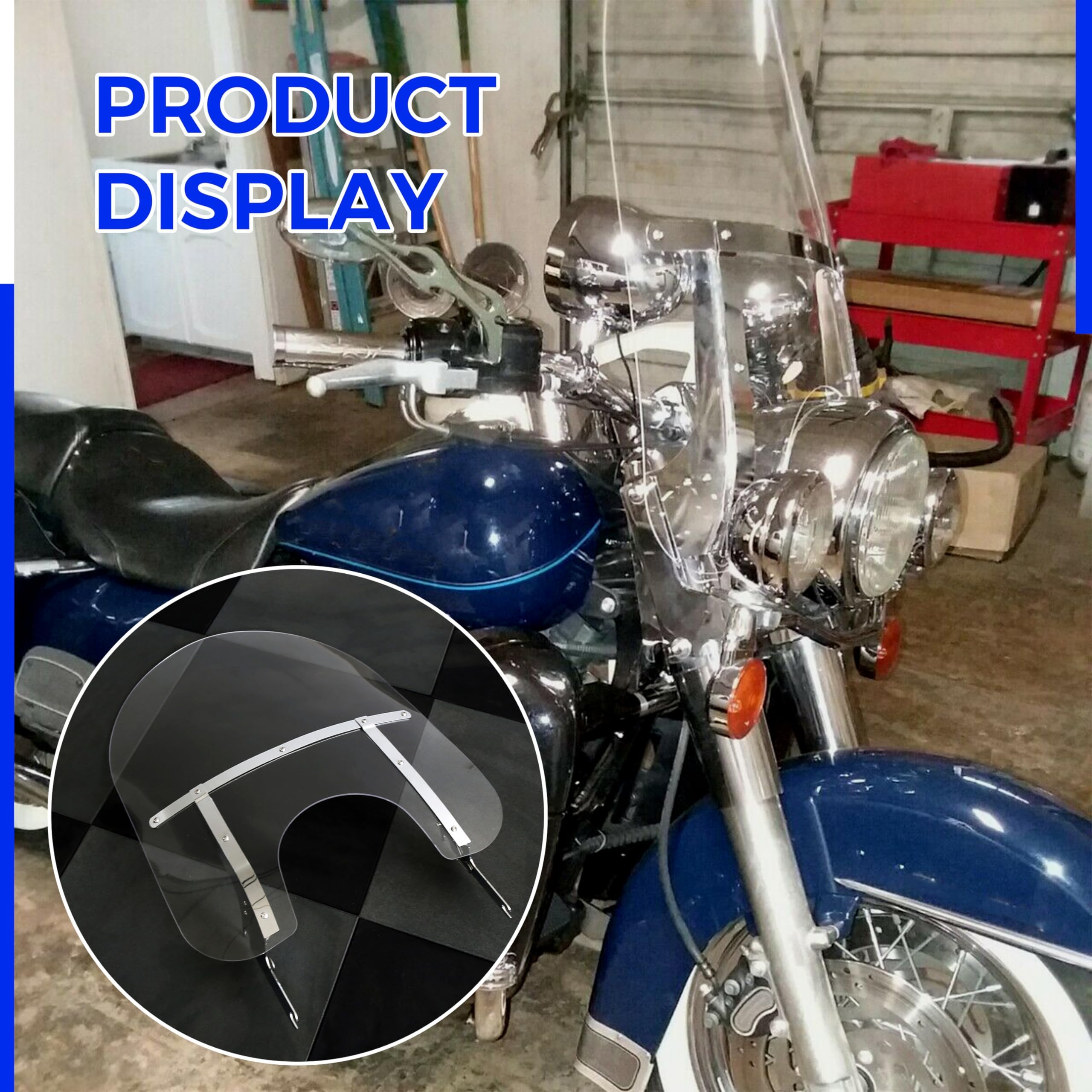 ECOTRIC Motorcycle Windshield 29'' x 22'' Clear Acrylic for 1994-2024 Harley Davidson Touring Models, Large, White, Model WSD-06