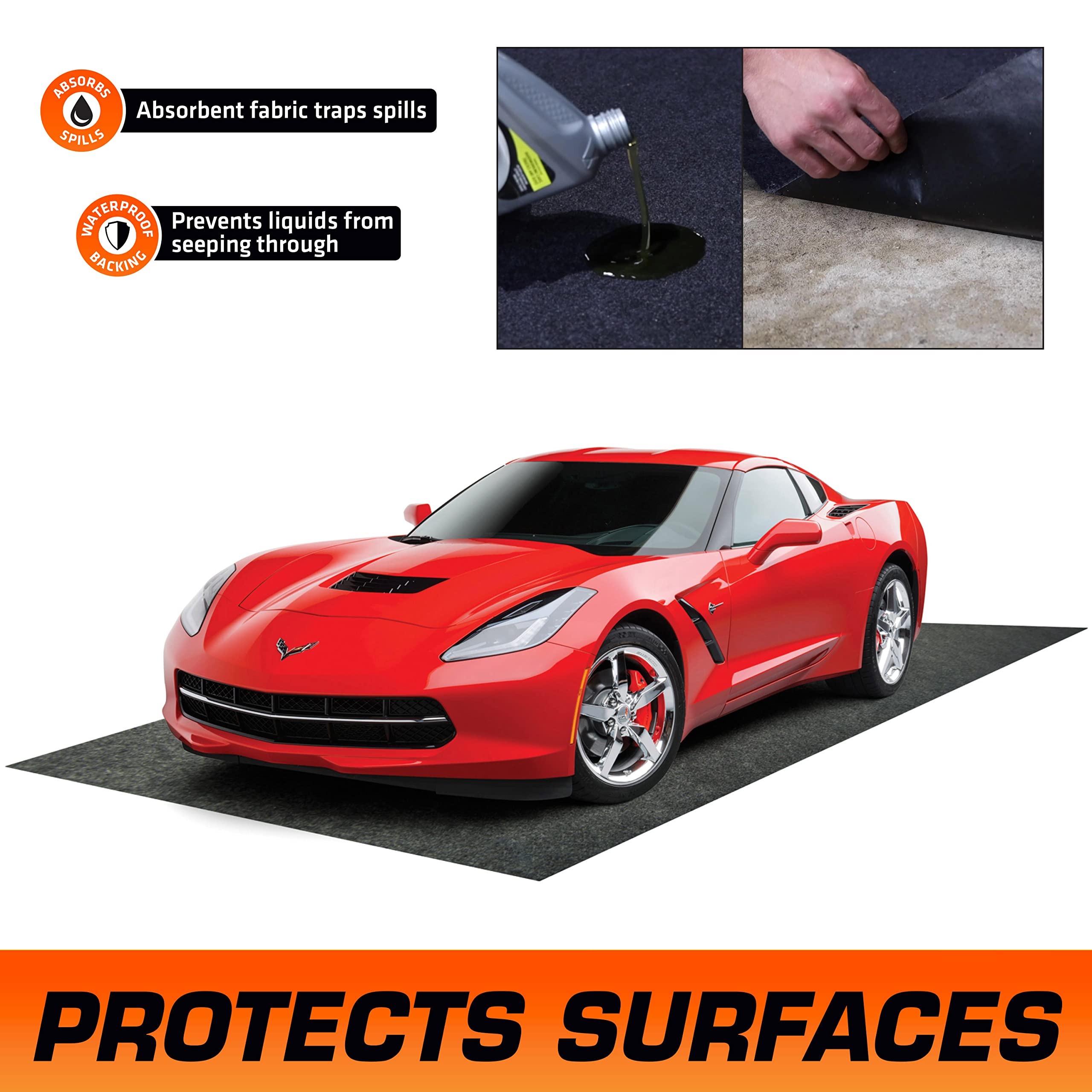 Armor All Original Xl Garage Floor Mat, (22' X 8'10''), (Includes Double Sided Tape), Protects Surfaces, Transforms Garage - Abs