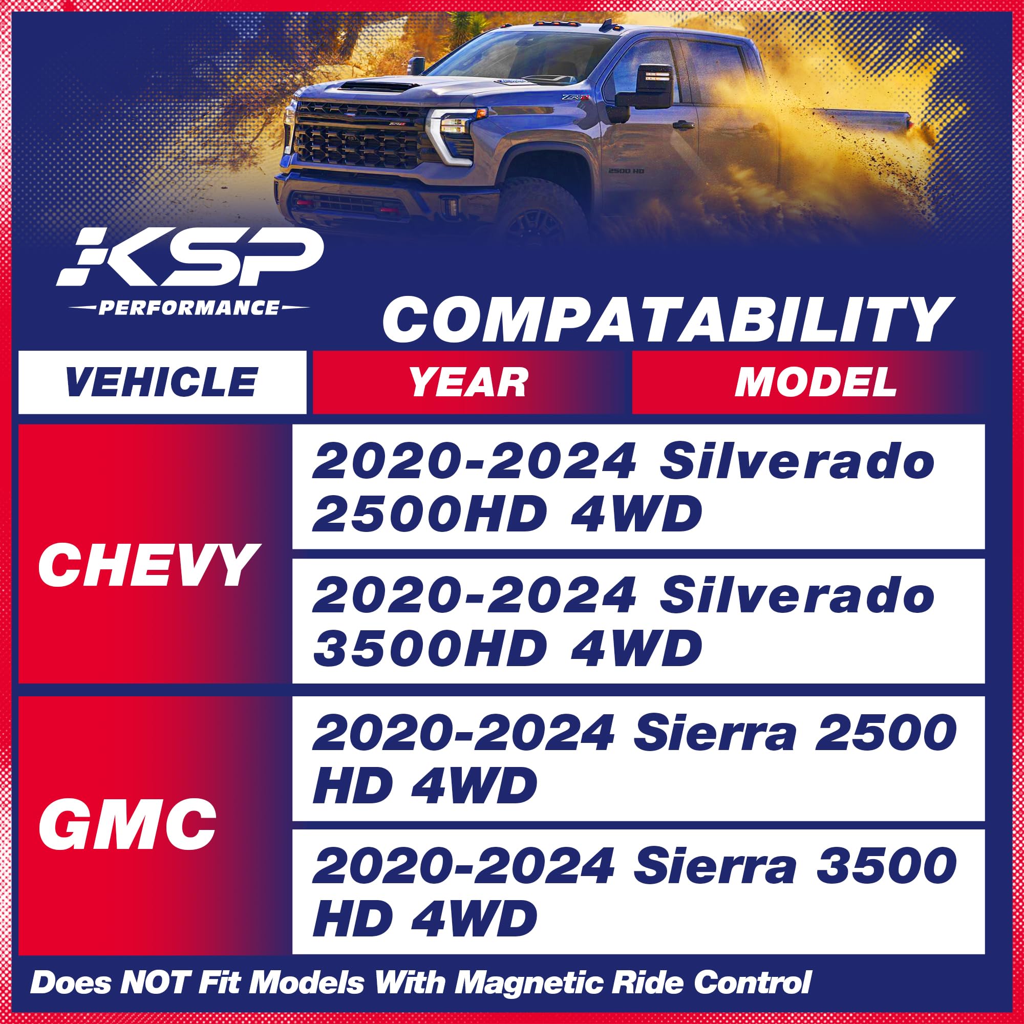 KSP 1-3'' Torsion Key Set for Silverado Sierra 2500HD 3500HD 2020-2024, Front Adjustable Torsion Bar Leveling Lift Kits Compatib