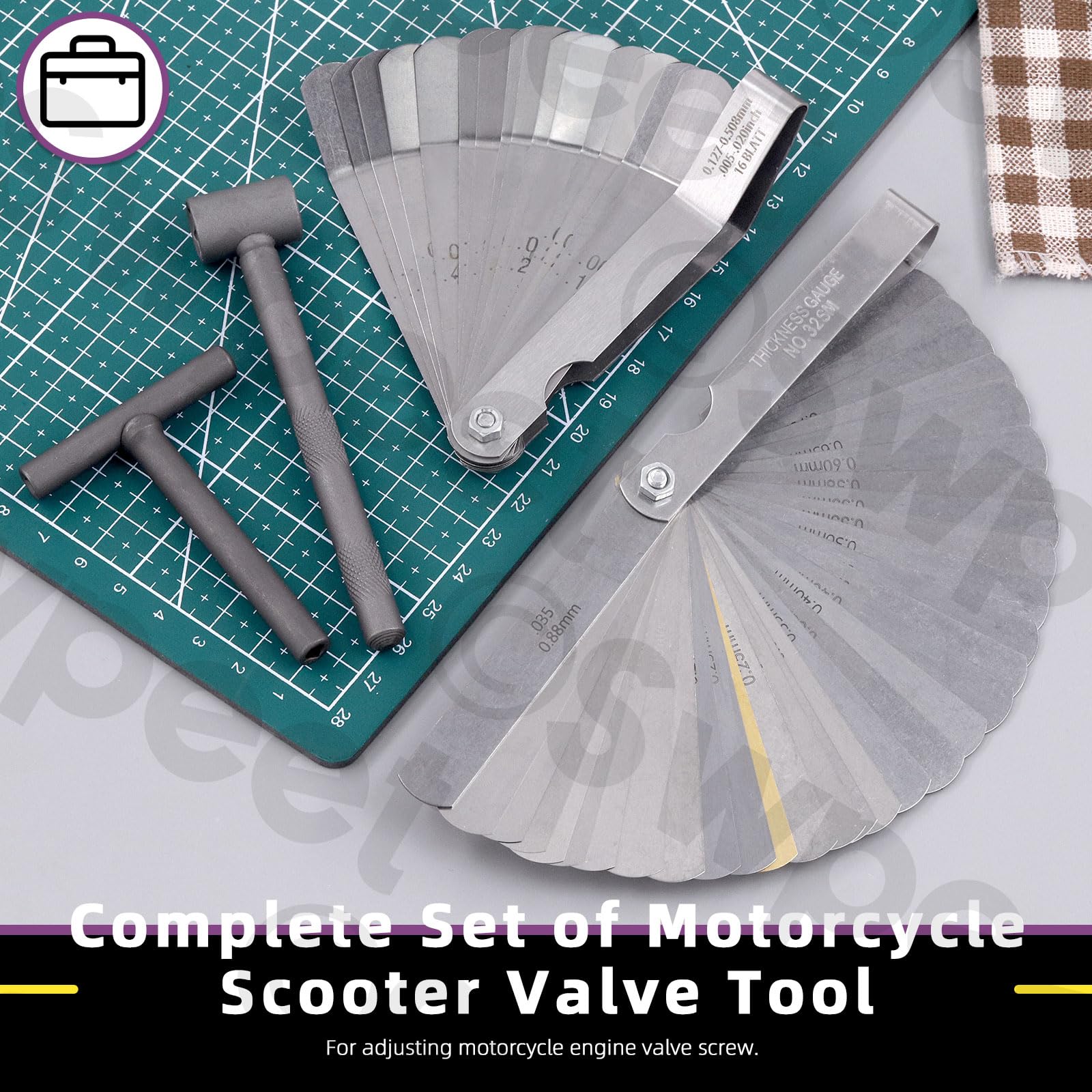 Swpeet 4Pcs Adjusting Valves Tools Set, Motorcycle Engine Valve Screw Adjusting, Include Square Hole Tool, Hexagonal Hole Tool,