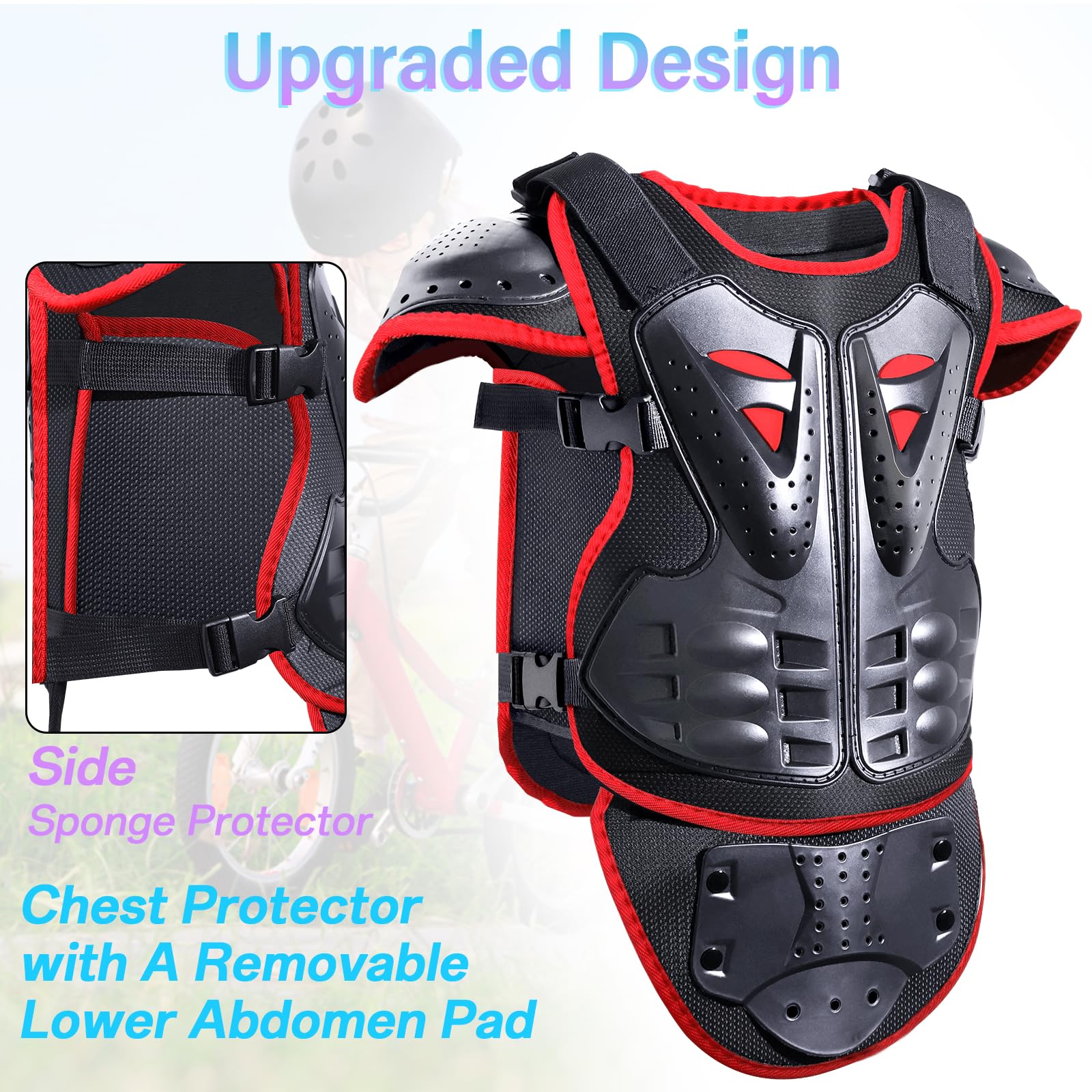 StarknightMT Kids Motorcycle Armor Suit - Red Protective Set for Cycling, Skateboarding, Skiing - Model AAX011