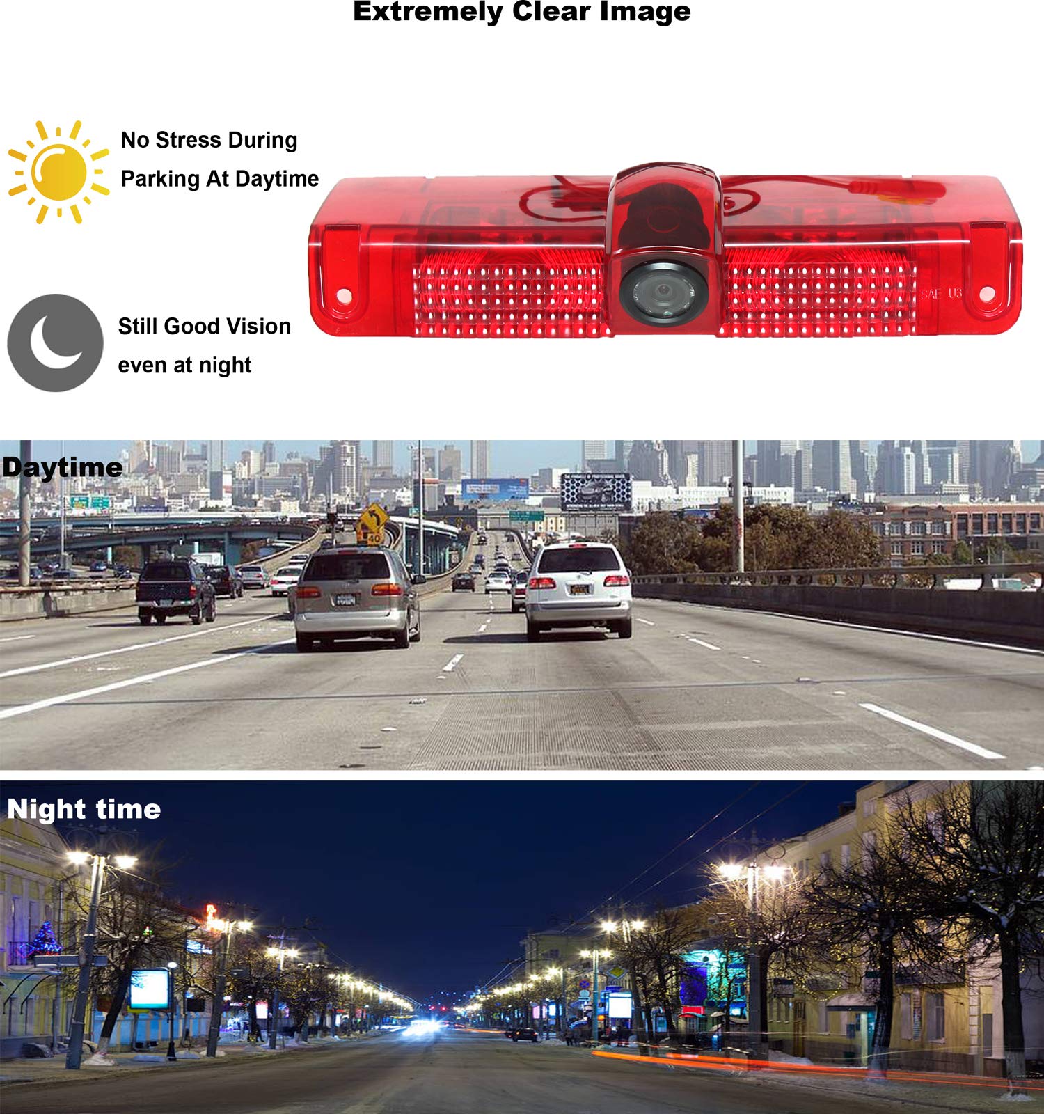 RED WOLF Backup Camera with 4" Rear View Mirror Monitor Kit for Chevrolet Express/GMC Savana 2500/3500 (2003-2019)