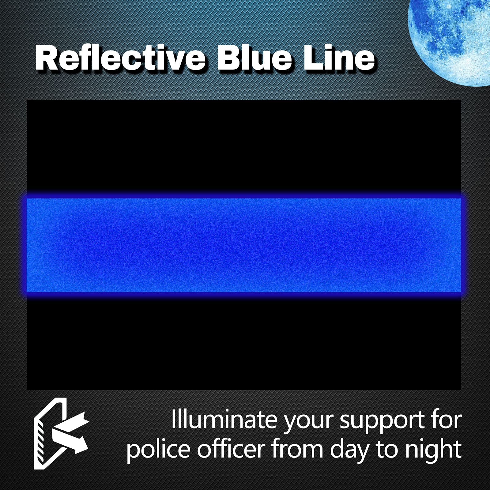 Reflective Blue Lives Matter License Plate Sticker - Pack Of 20 Vinyl Decal - Cop Thin Blue Line Decals - Proudly Support Police