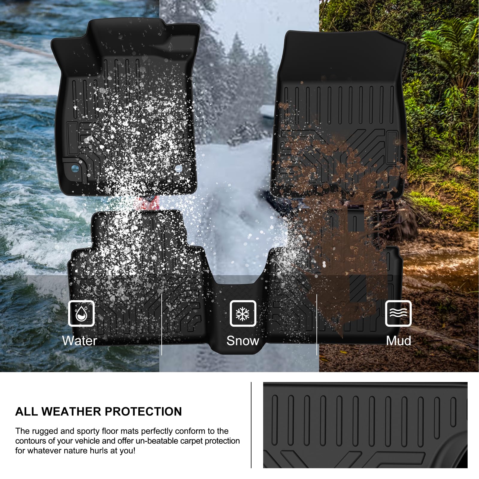Kiwi Master Floor Mats For 2018-2022 Honda Accord All Weather Mat Front & Rear 2 Row Seat Tpe Slush Liner Set Black