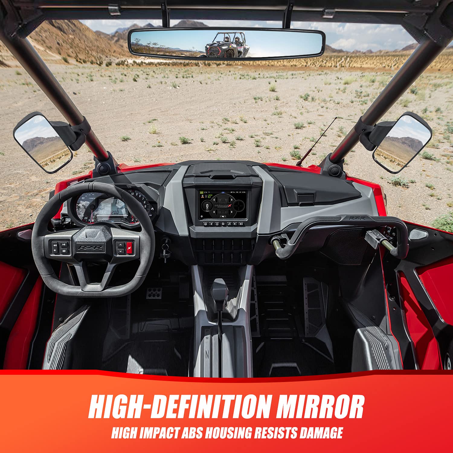 Ransoto Utv Rear View Side Mirror And Center Mirror For 1.75'' Roll Bar Compatible With Yamaha Rhino Yxz, Polaris Rzr 800 900 10