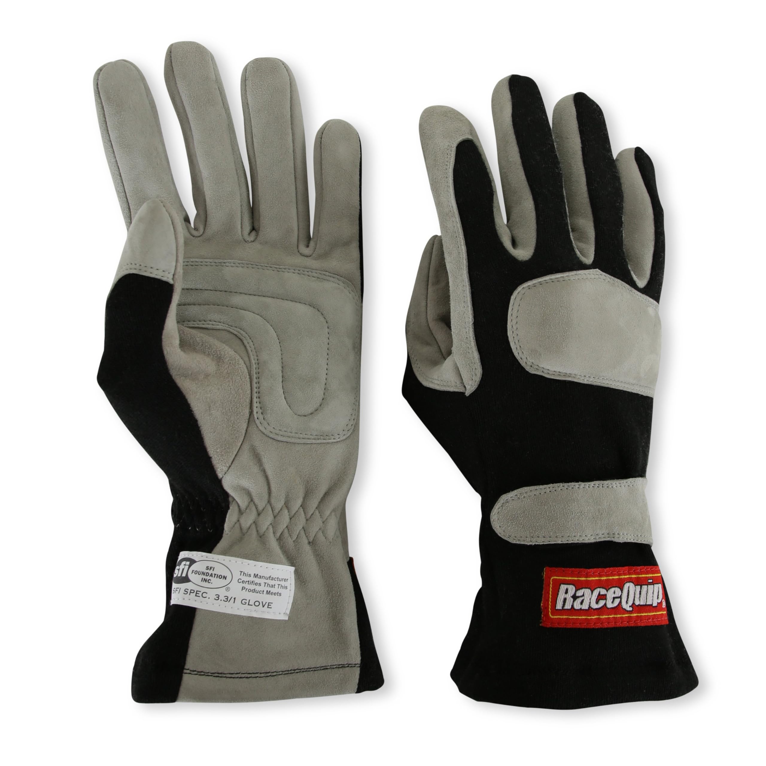 Racequip Race Gloves 351 Series 1 Layer Nomex Sfi 3.3/1 Certified Black X-Large 351006