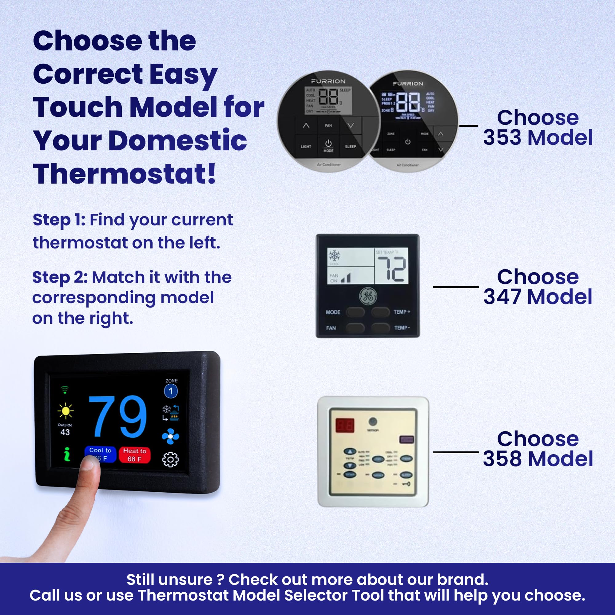 MICRO-AIR EasyTouch WiFi/Bluetooth Thermostat - Programmable RV Thermostat for Home AC & Heat, Model ET353X02, Black, 347 Size