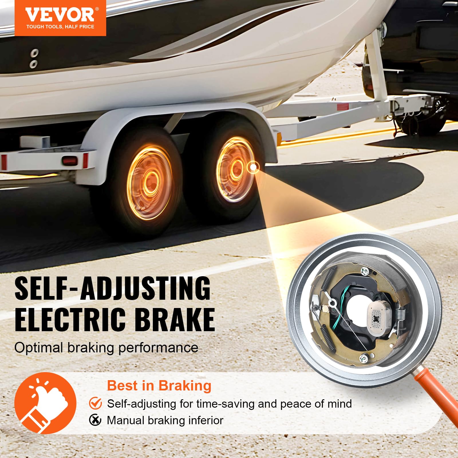 VEVOR Trailer Hub Drum Kit with 10" Electric Brakes, 3500 lbs Axle, 5 on 4.5" B.C., Grey, Model BF10-Z01AB