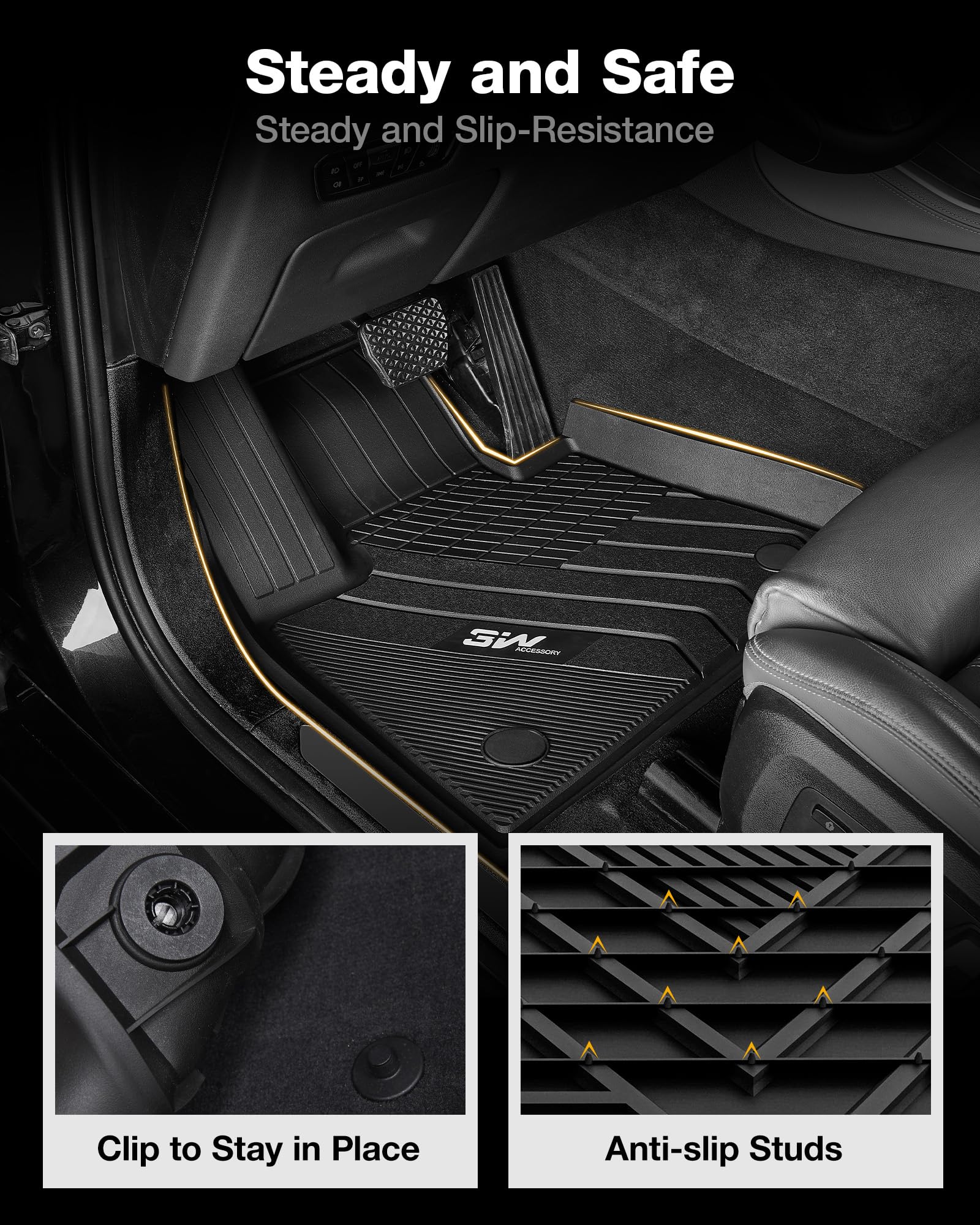 3W Floor Mats Fit For Bmw X7 7 Seats 2019-2024 2025 Tpe All Weather Custom Fit Floor Liner For Bmw X7 7 Passengers 1St & 2Nd Row