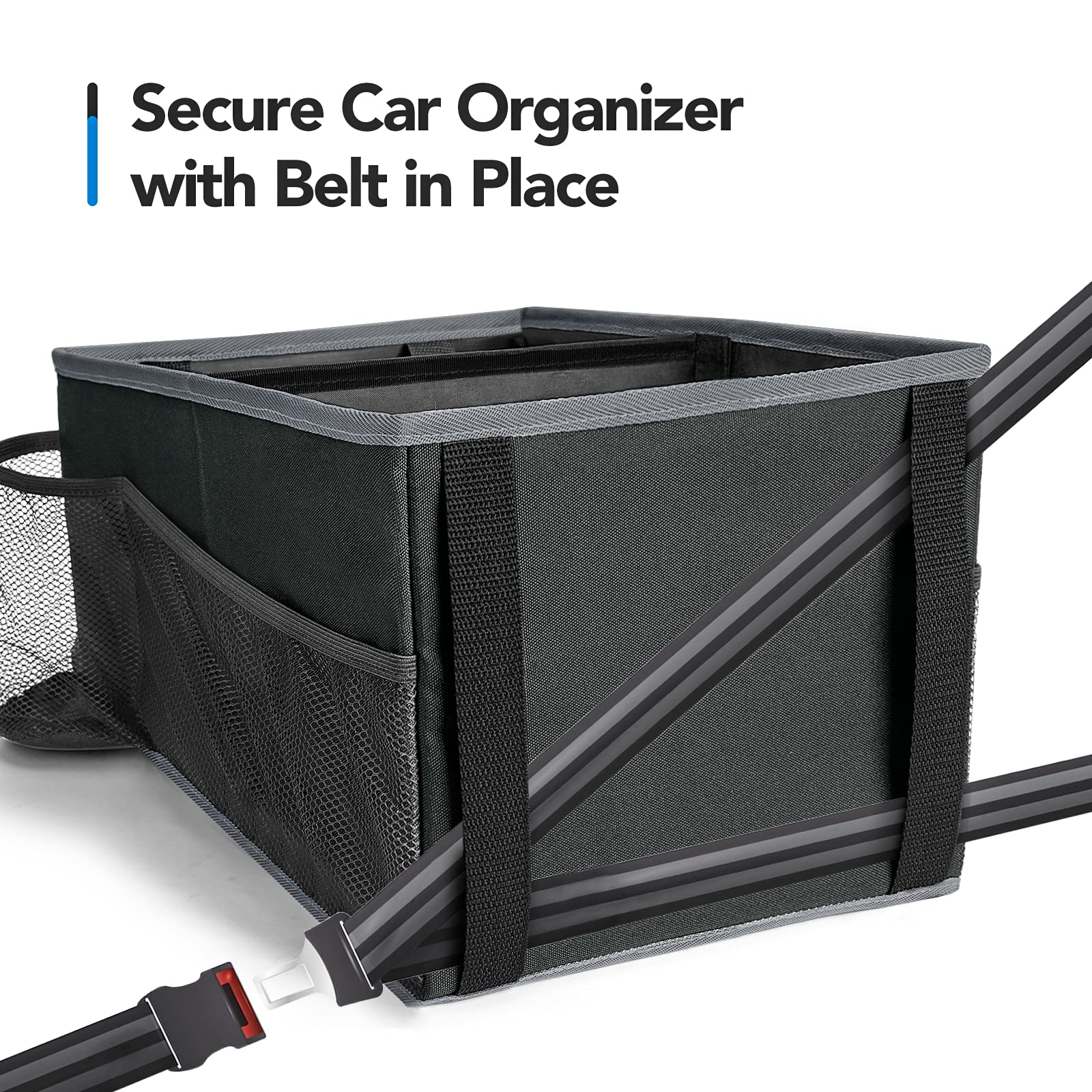 Alijees Car Back Seat Organizer - Grey Oxford Cloth with Cup Holders & Mesh Pockets, Model HW0008-JCX, Ideal for Road Trips