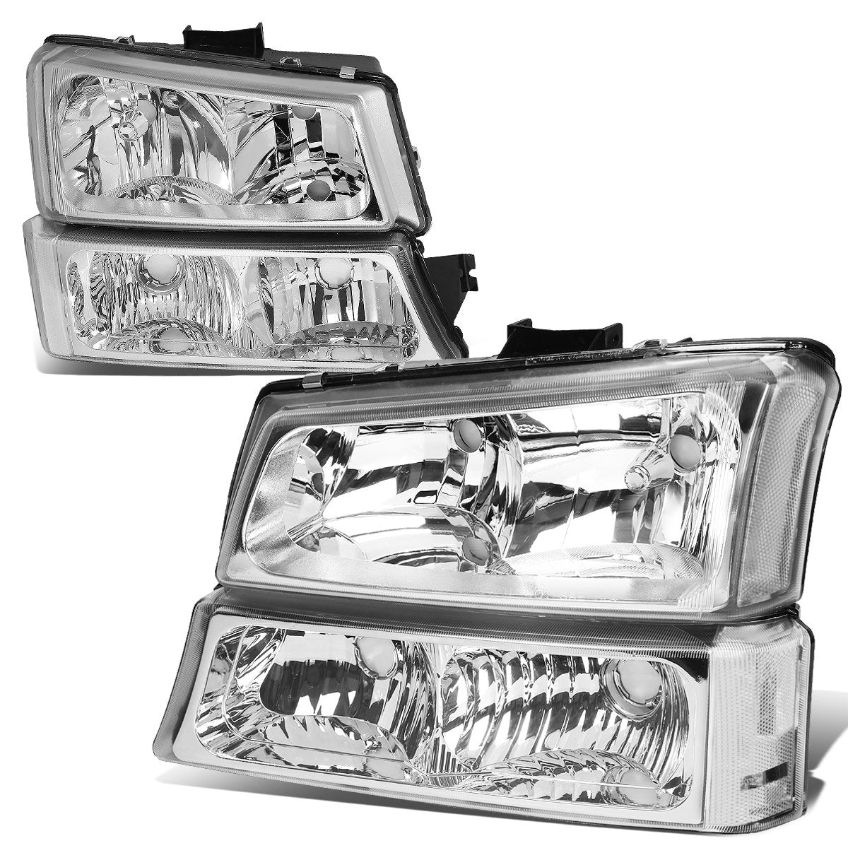 Auto Dynasty 4Pcs Oe Style Headlights Assembly Headlamp With Bumper Lamps Compatible With Chevy Silverado Avalanche 03-07 (Non F