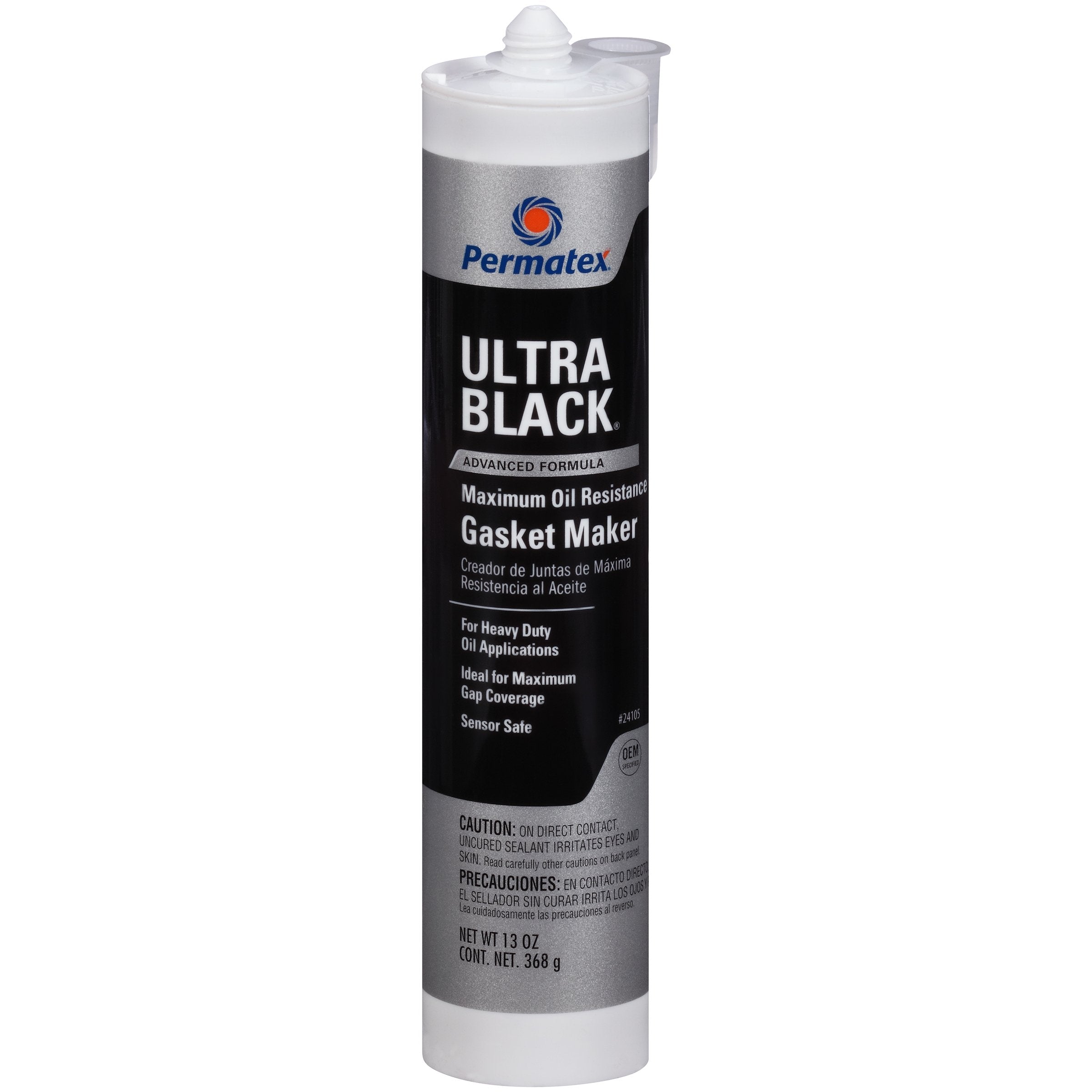 Permatex Ultra Black RTV Silicone Gasket Maker, 13 oz, Pack of 12, Maximum Oil Resistance, Black, Model 24105-12PK