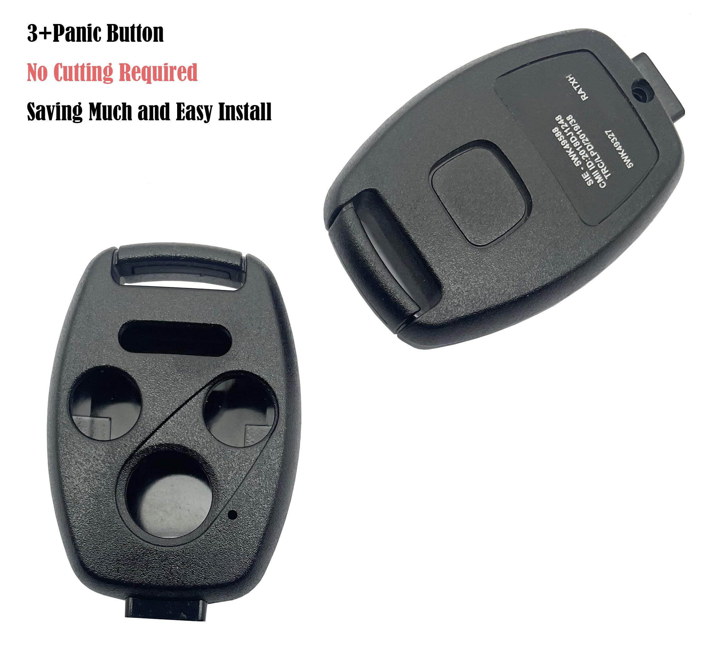 3+1 Buttons Replacement Key Fob Cover Case fit for Honda 2003-2012 Accord 2006-2013 Civic EX 2009-2015 Pilot 2005-2006 CR-V Ridg
